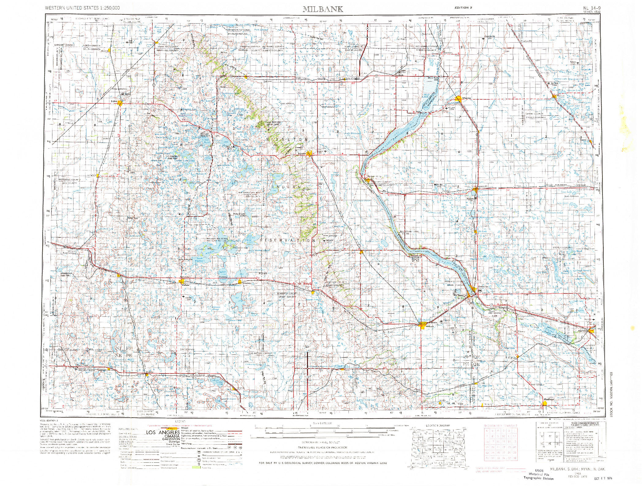 USGS 1:250000-SCALE QUADRANGLE FOR MILBANK, SD 1953