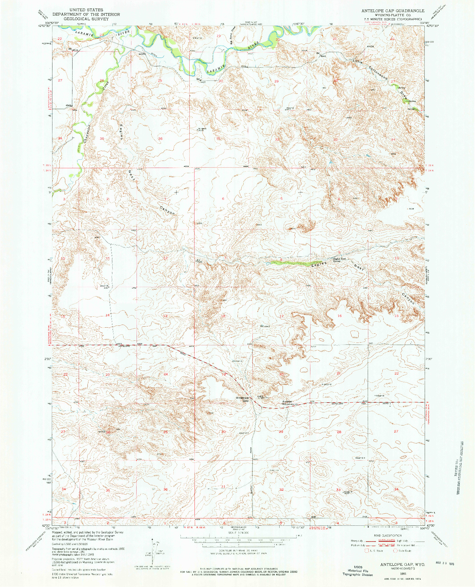 USGS 1:24000-SCALE QUADRANGLE FOR ANTELOPE GAP, WY 1951