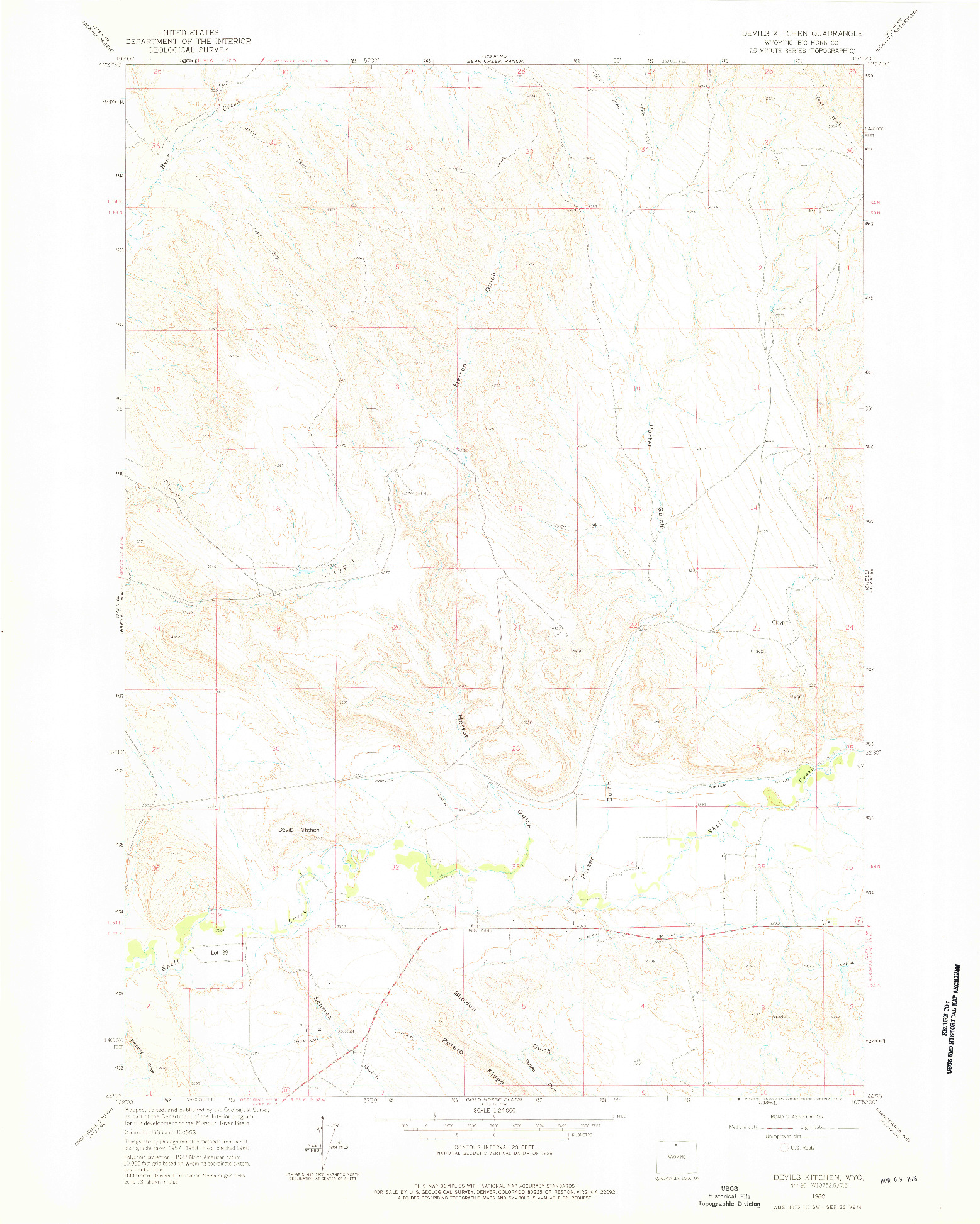 USGS 1:24000-SCALE QUADRANGLE FOR DEVILS KITCHEN, WY 1960