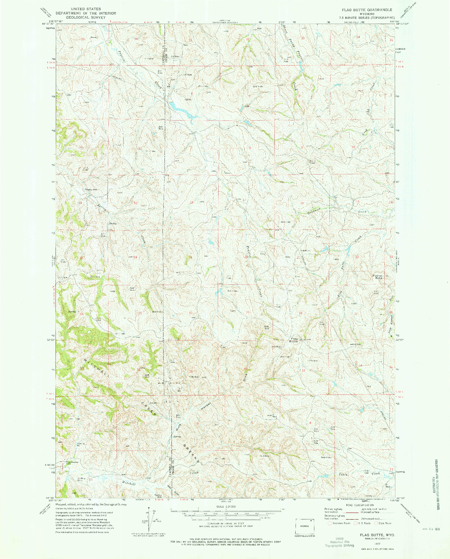 USGS 1:24000-SCALE QUADRANGLE FOR FLAG BUTTE, WY 1972