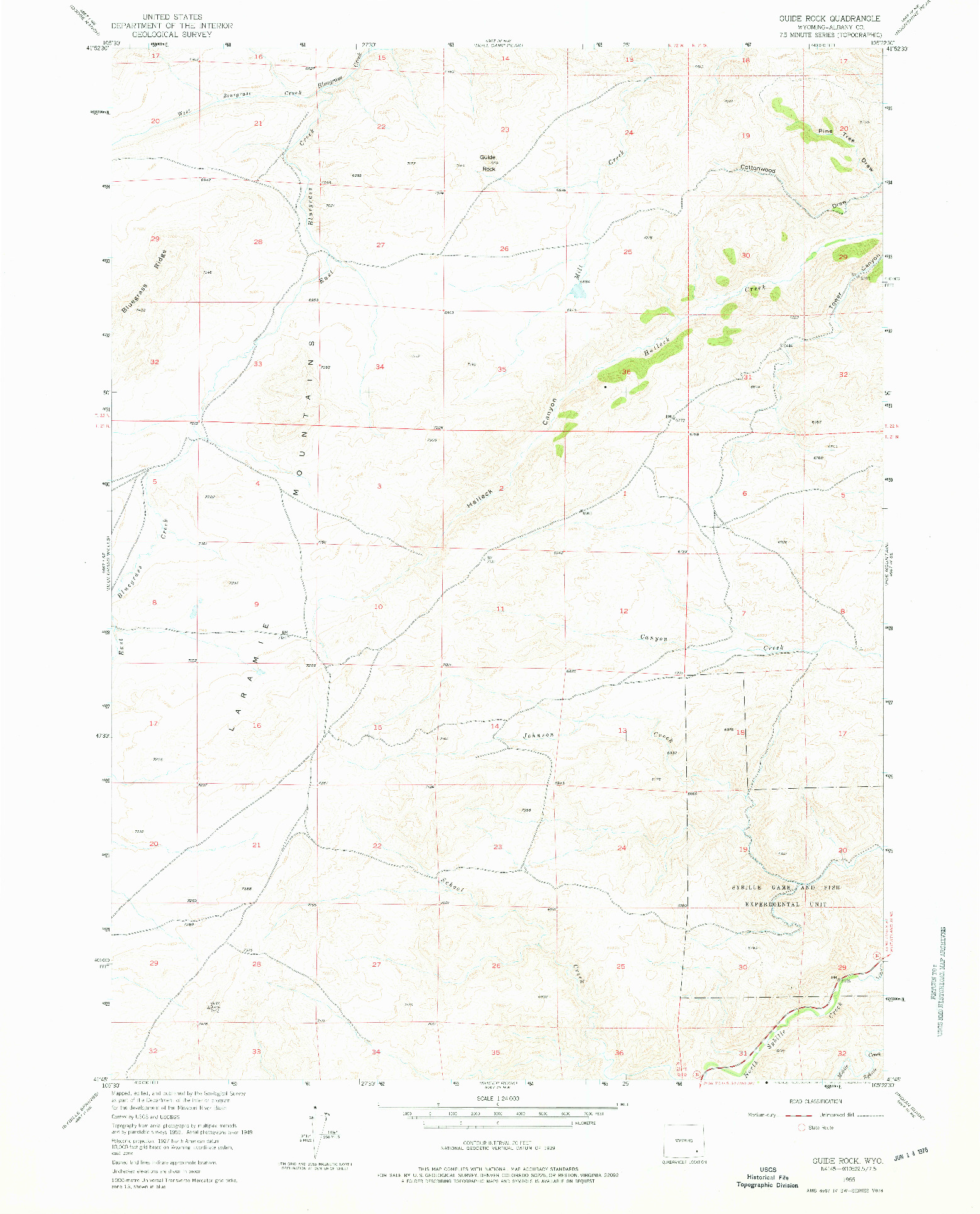 USGS 1:24000-SCALE QUADRANGLE FOR GUIDE ROCK, WY 1955