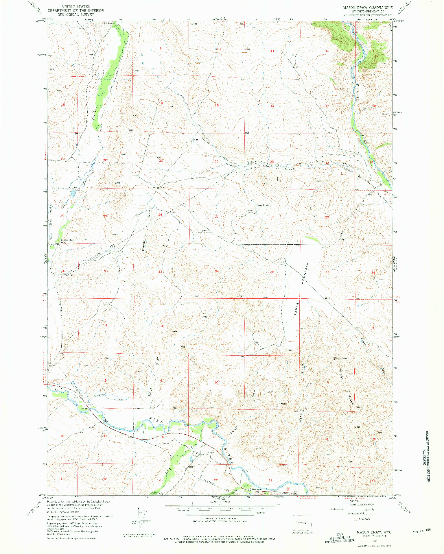 USGS 1:24000-SCALE QUADRANGLE FOR MASON DRAW, WY 1956