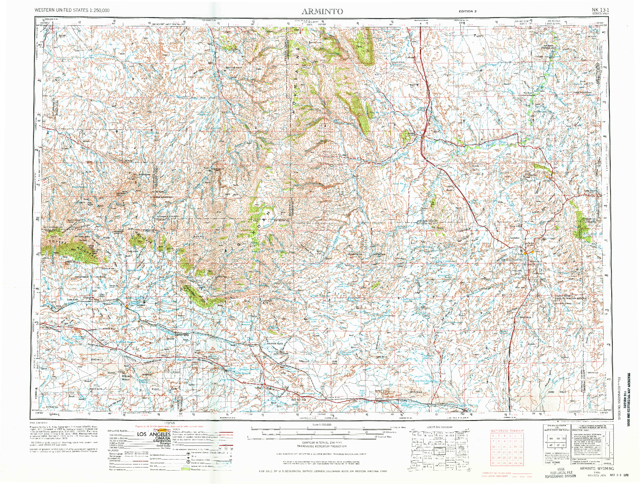 USGS 1:250000-SCALE QUADRANGLE FOR ARMINTO, WY 1955