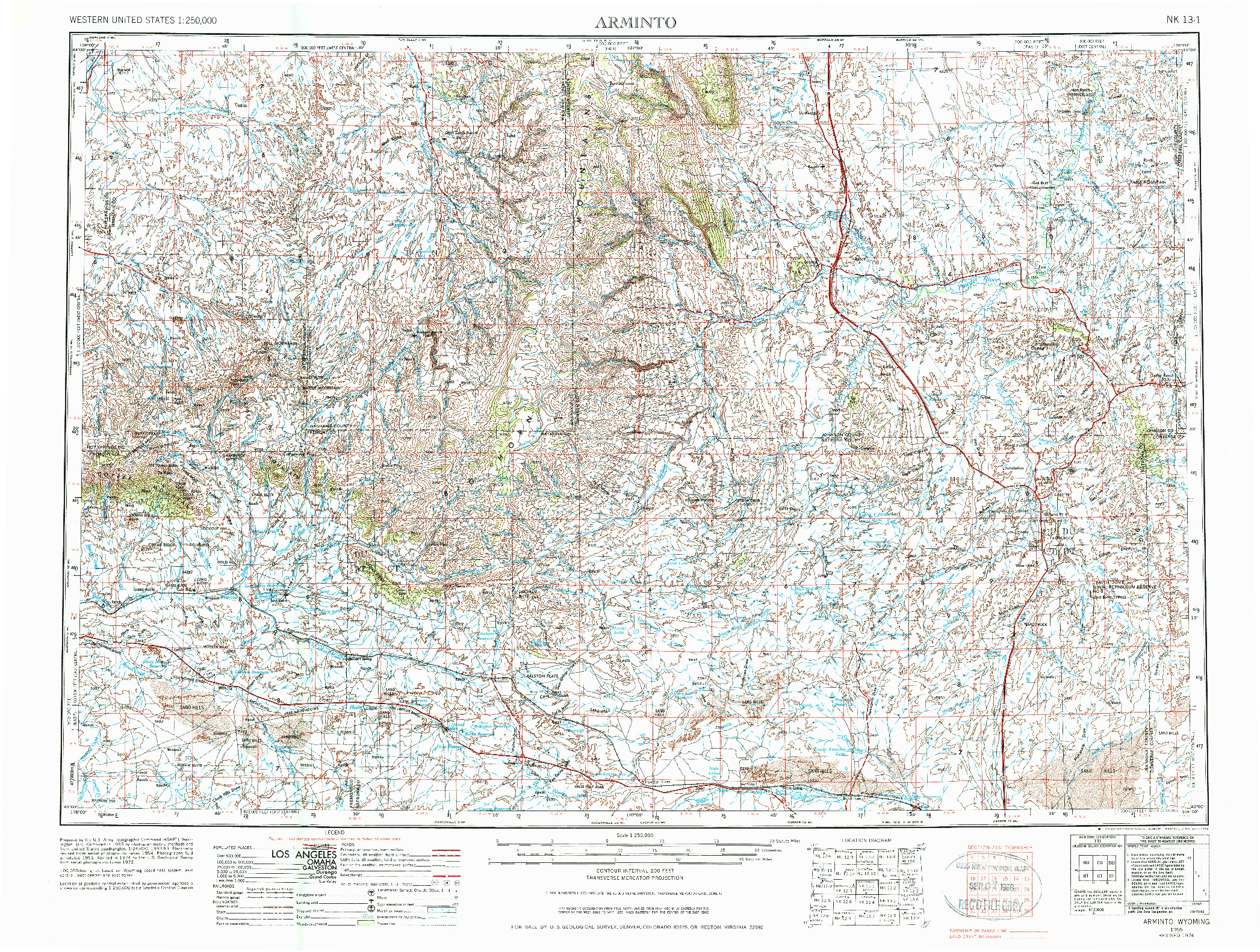 USGS 1:250000-SCALE QUADRANGLE FOR ARMINTO, WY 1955