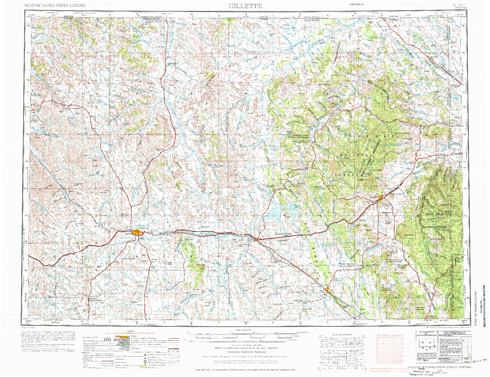 USGS 1:250000-SCALE QUADRANGLE FOR GILLETTE, WY 1955