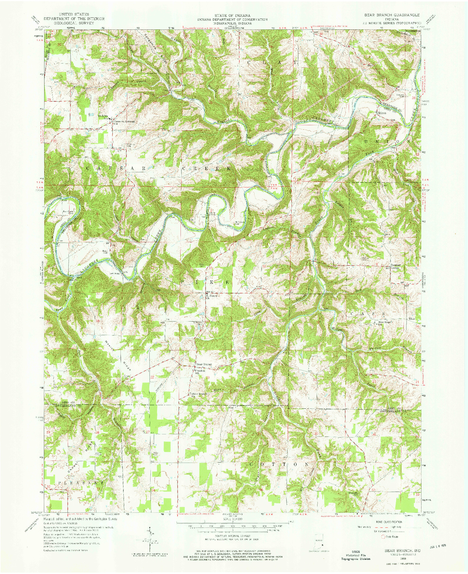 USGS 1:24000-SCALE QUADRANGLE FOR BEAR BRANCH, IN 1959