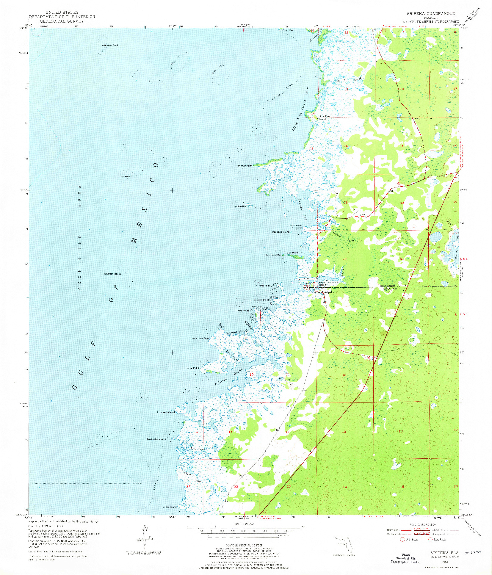 USGS 1:24000-SCALE QUADRANGLE FOR ARIPEKA, FL 1954