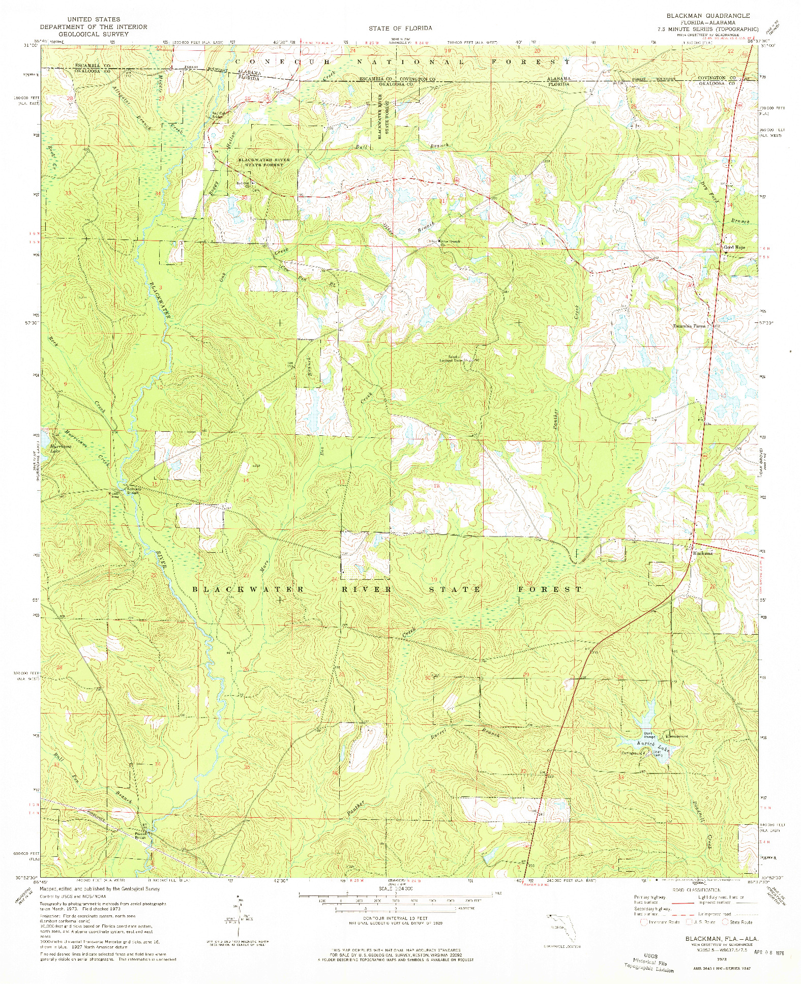 USGS 1:24000-SCALE QUADRANGLE FOR BLACKMAN, FL 1973