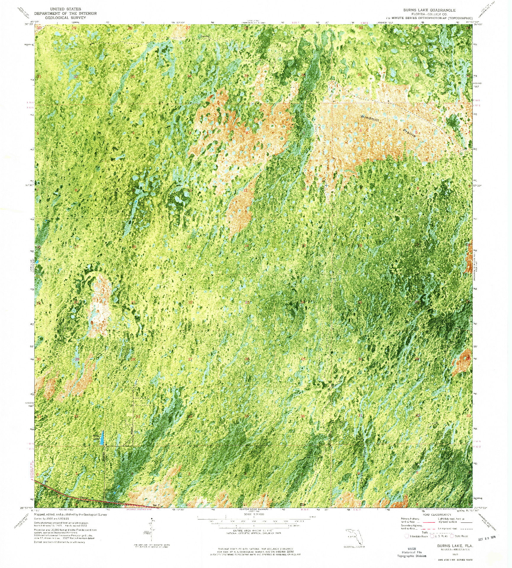 USGS 1:24000-SCALE QUADRANGLE FOR BURNS LAKE, FL 1972