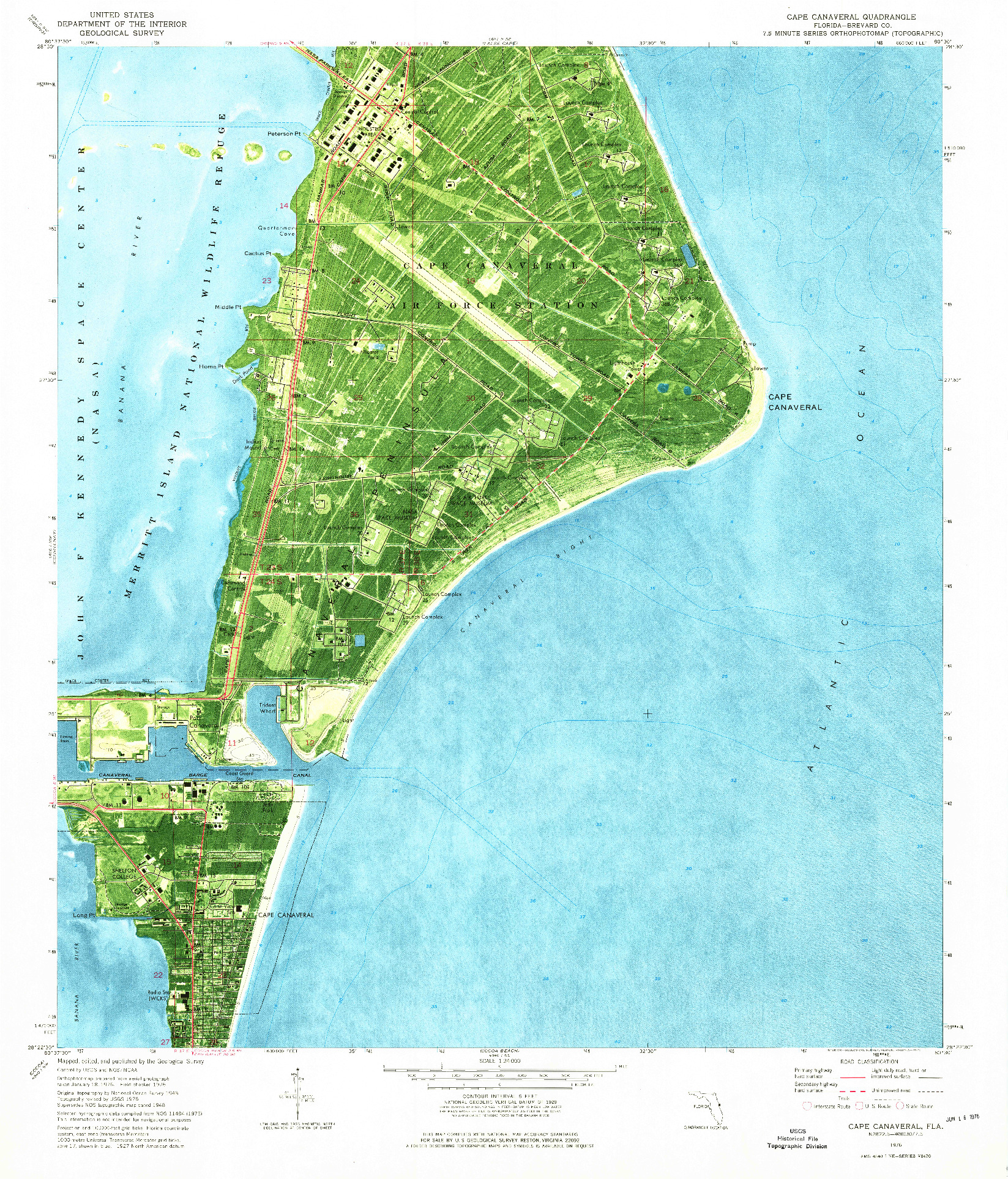 USGS 1:24000-SCALE QUADRANGLE FOR CAPE CANAVERAL, FL 1976