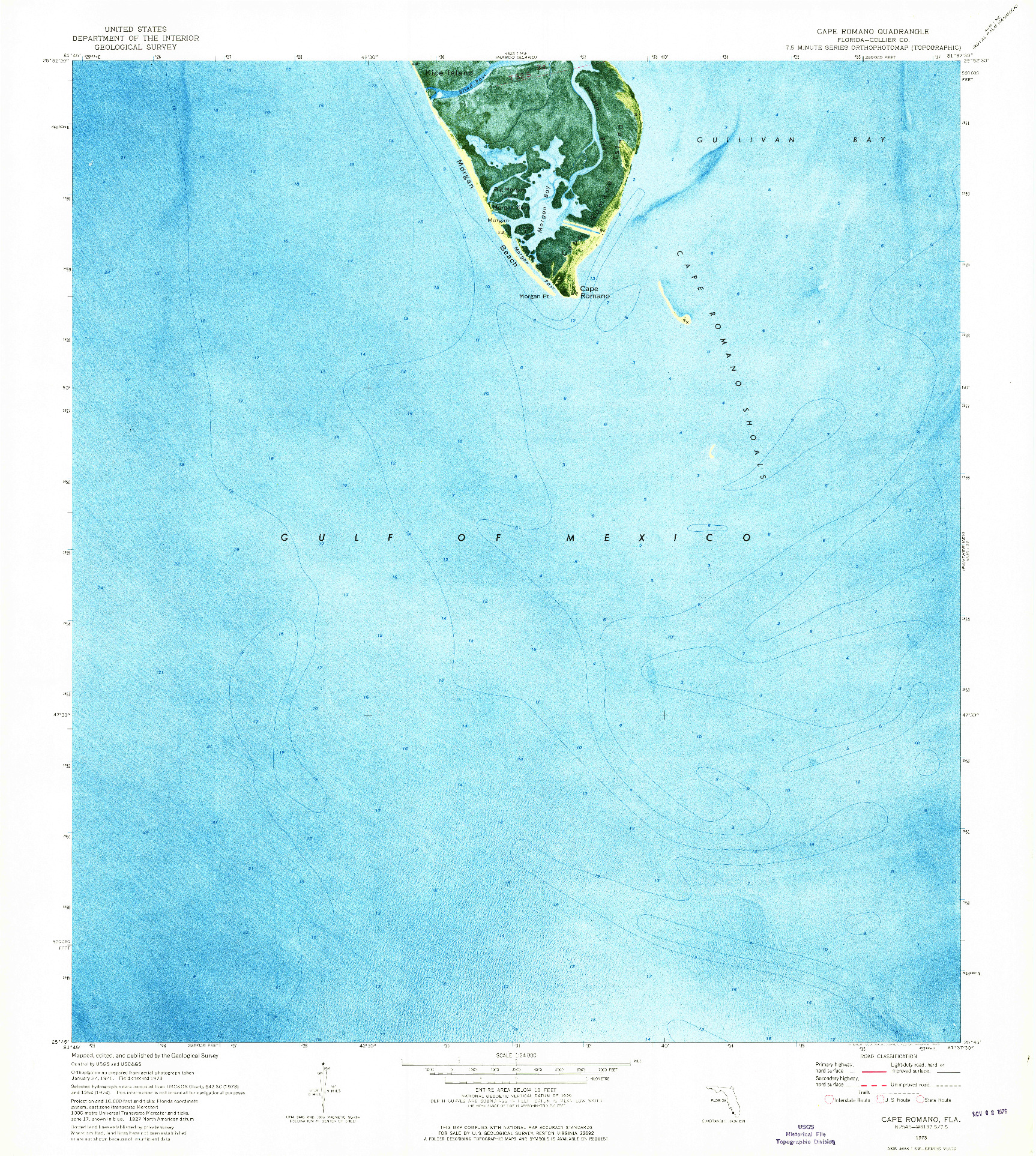 USGS 1:24000-SCALE QUADRANGLE FOR CAPE ROMANO, FL 1973