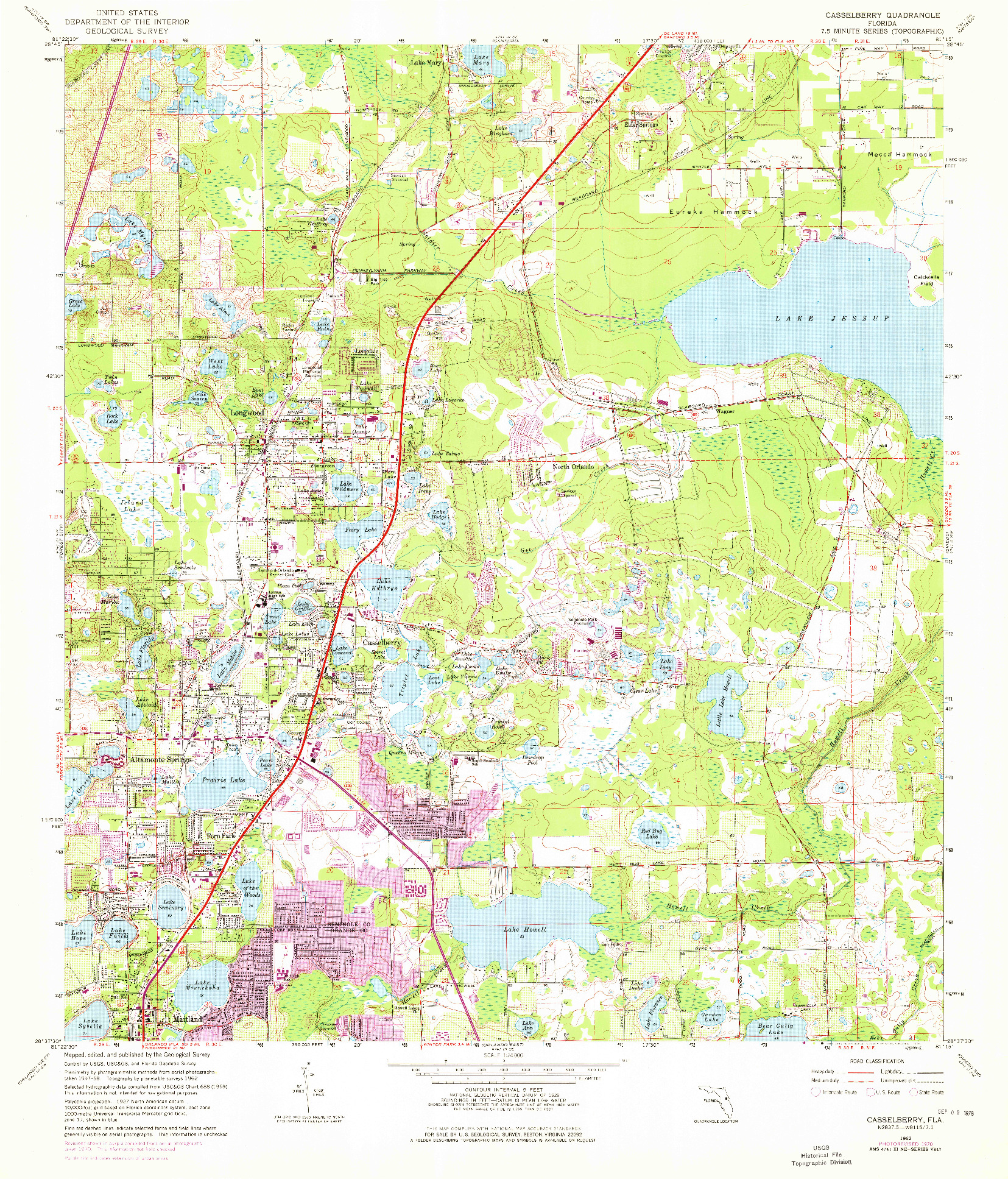 USGS 1:24000-SCALE QUADRANGLE FOR CASSELBERRY, FL 1962