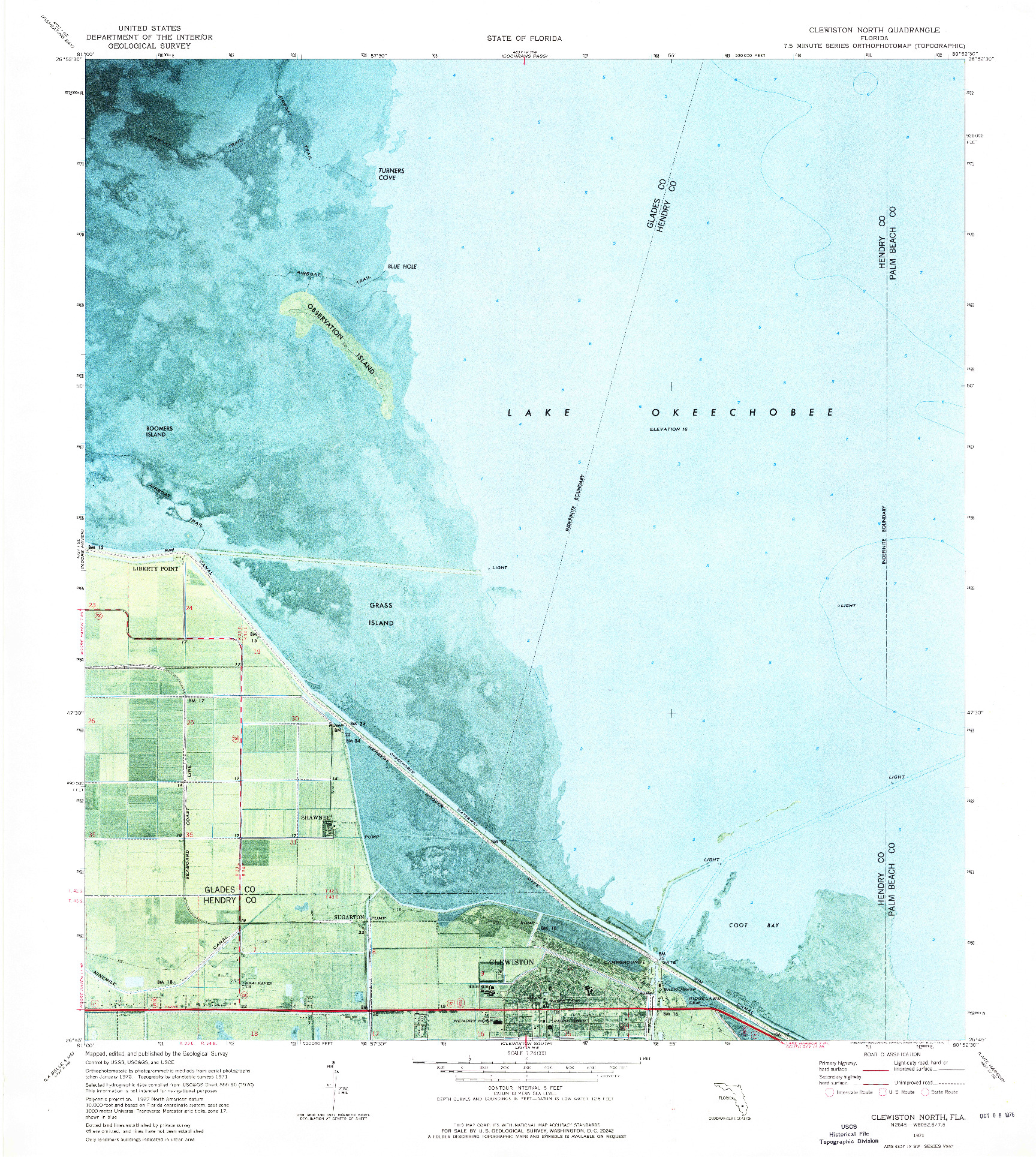 USGS 1:24000-SCALE QUADRANGLE FOR CLEWISTON NORTH, FL 1971