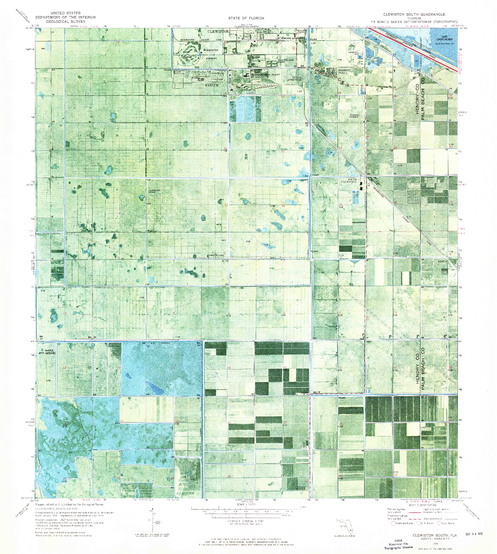 USGS 1:24000-SCALE QUADRANGLE FOR CLEWISTON SOUTH, FL 1970