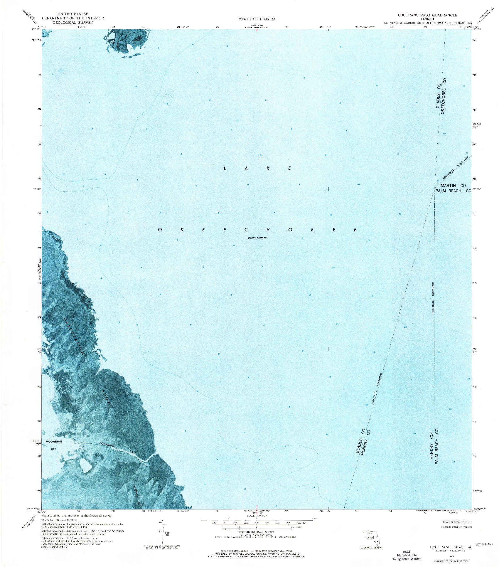 USGS 1:24000-SCALE QUADRANGLE FOR COCHRANS PASS, FL 1971