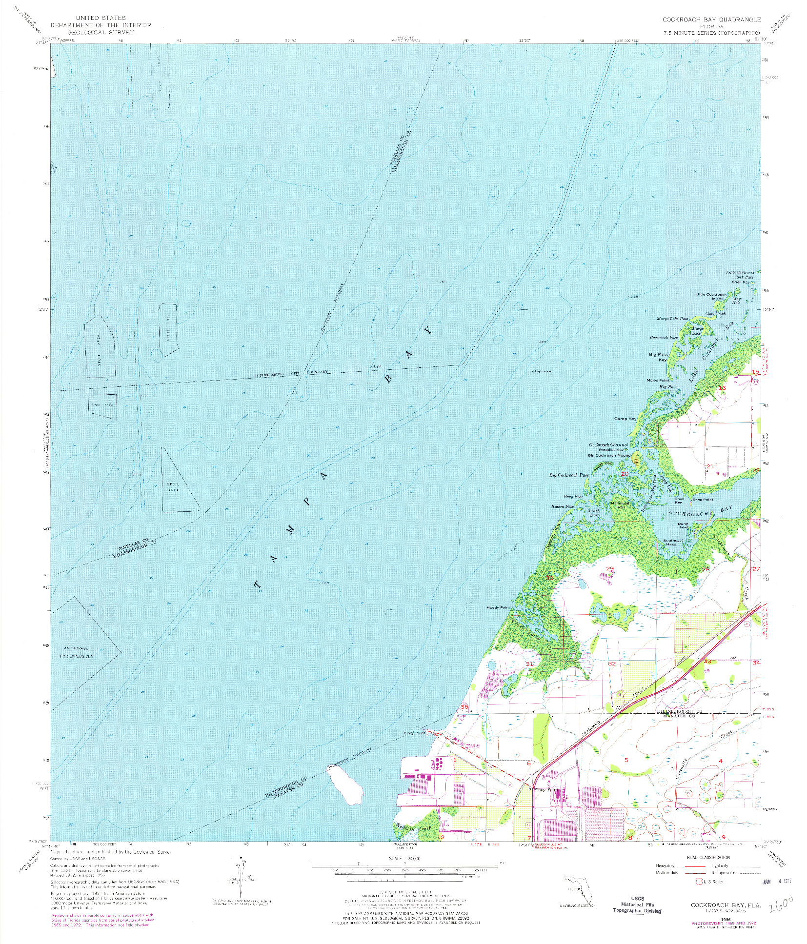 USGS 1:24000-SCALE QUADRANGLE FOR COCKROACH BAY, FL 1956