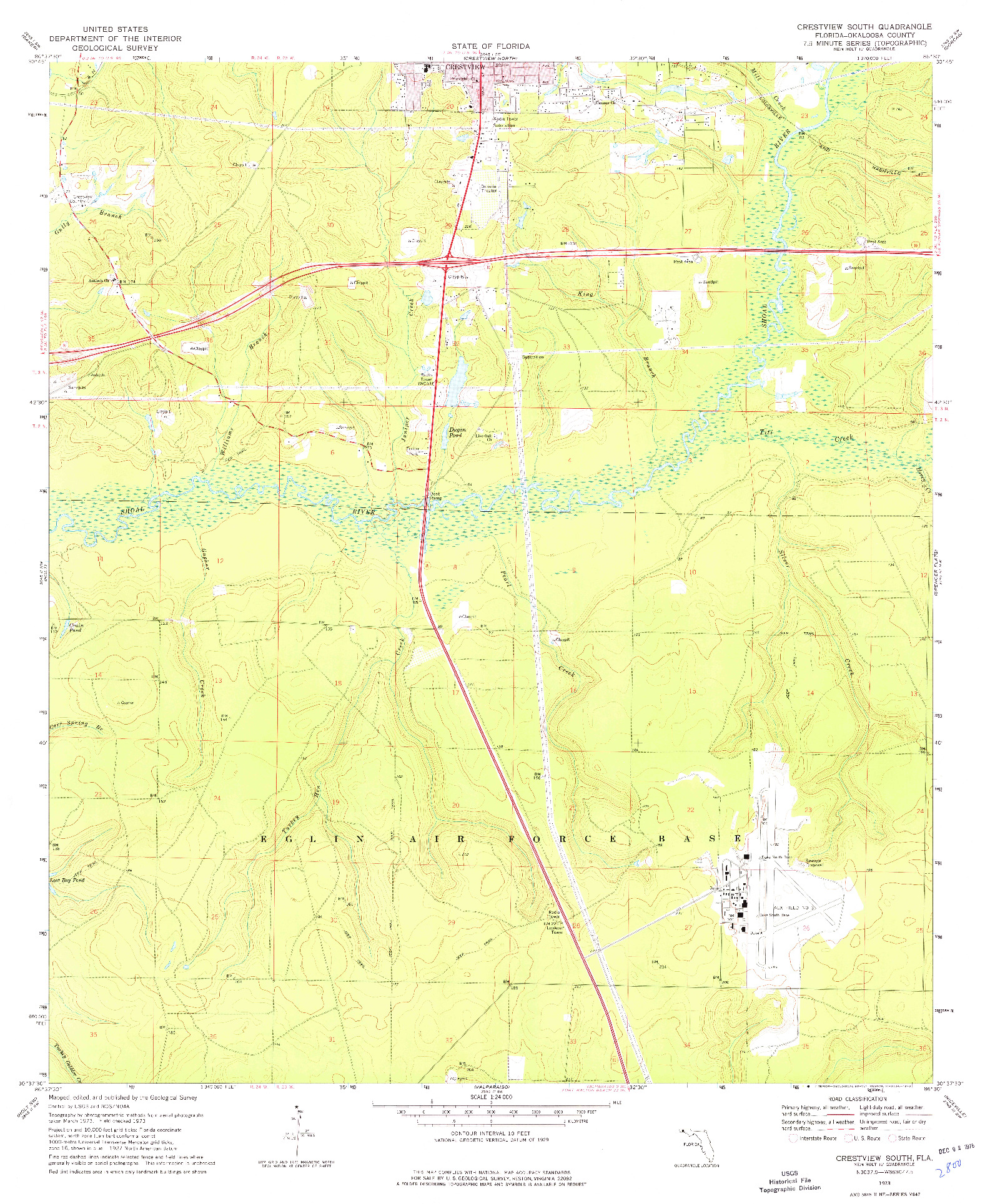 USGS 1:24000-SCALE QUADRANGLE FOR CRESTVIEW SOUTH, FL 1973
