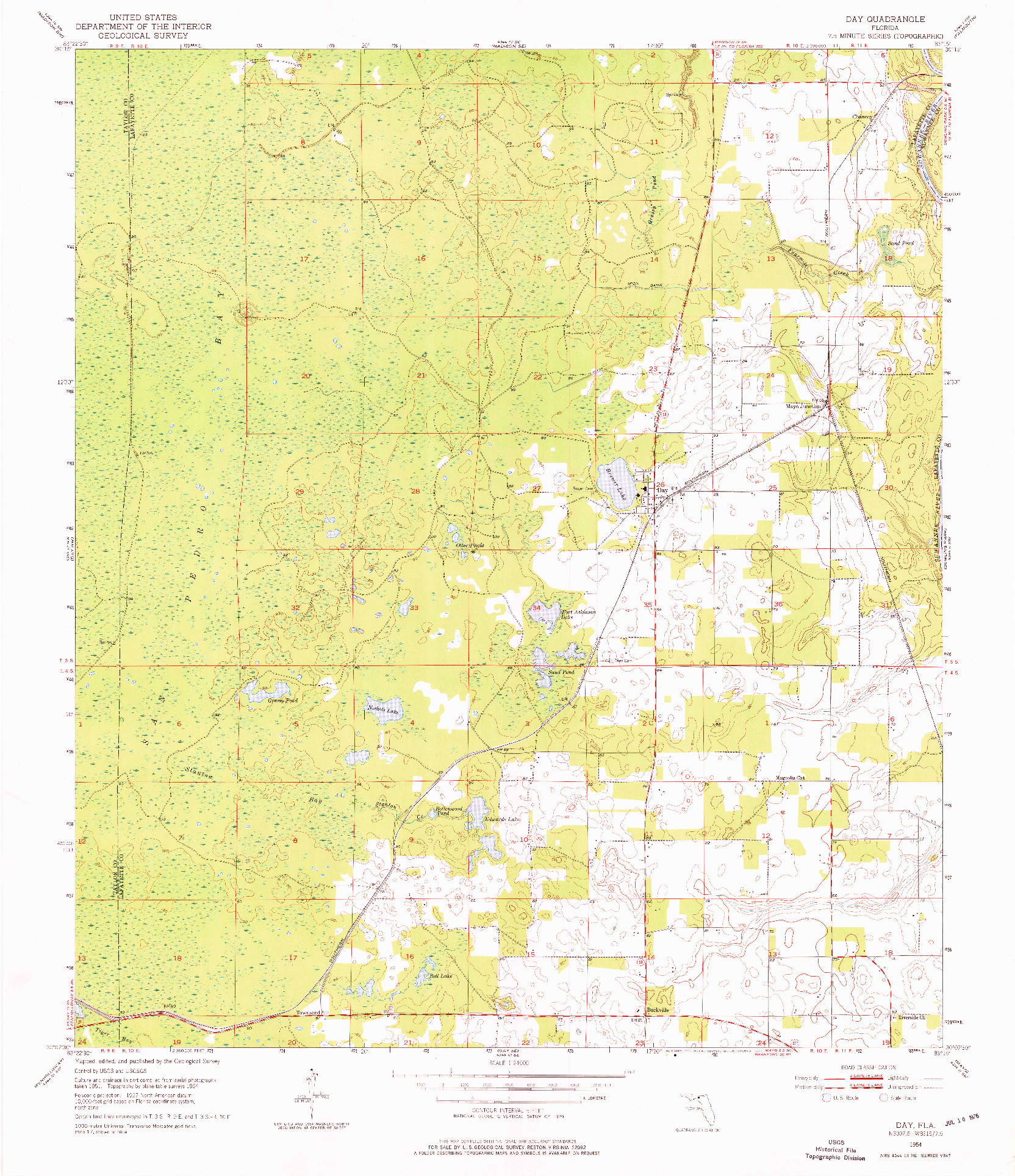 USGS 1:24000-SCALE QUADRANGLE FOR DAY, FL 1954