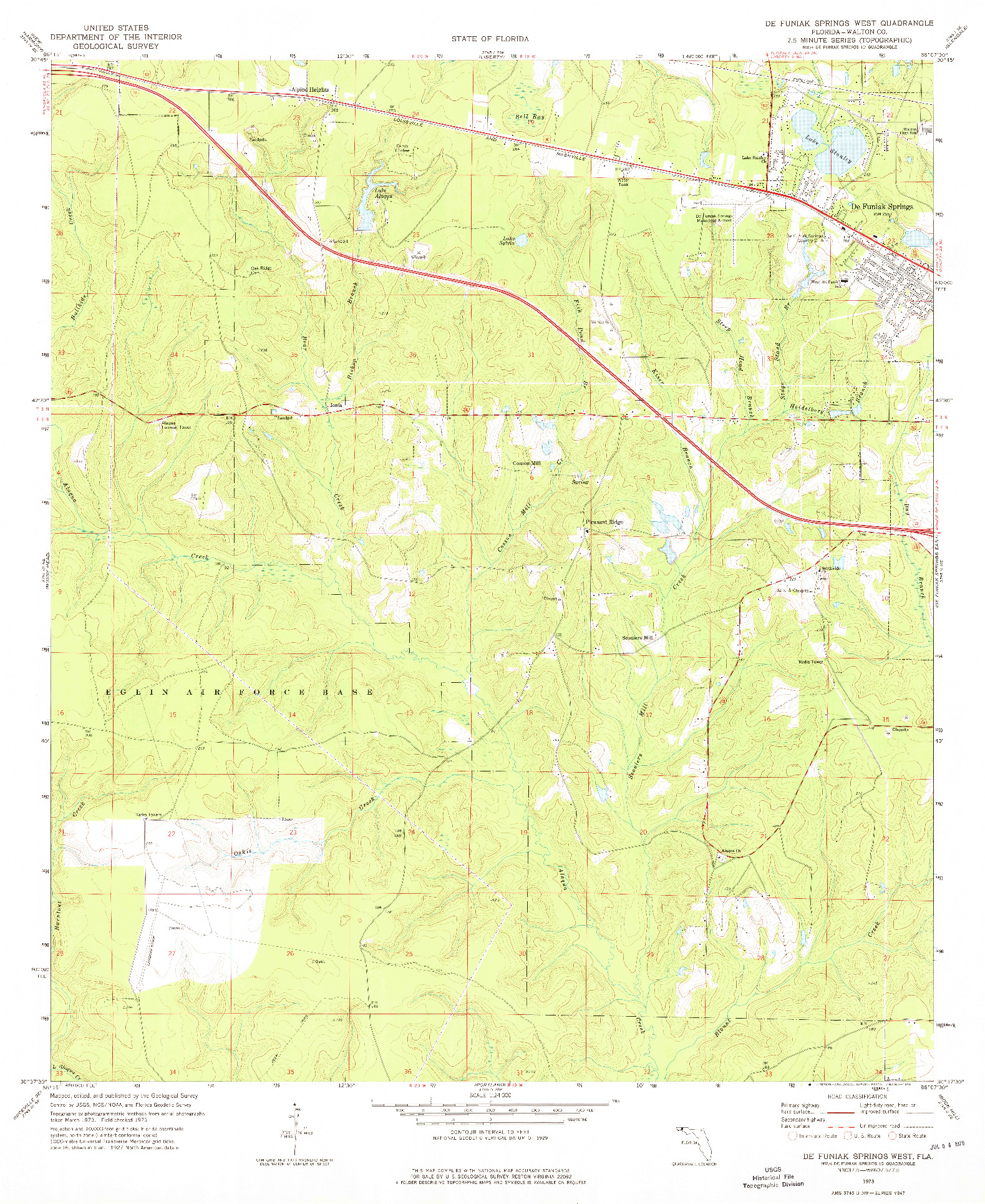USGS 1:24000-SCALE QUADRANGLE FOR DE FUNIAK SPRINGS WEST, FL 1973