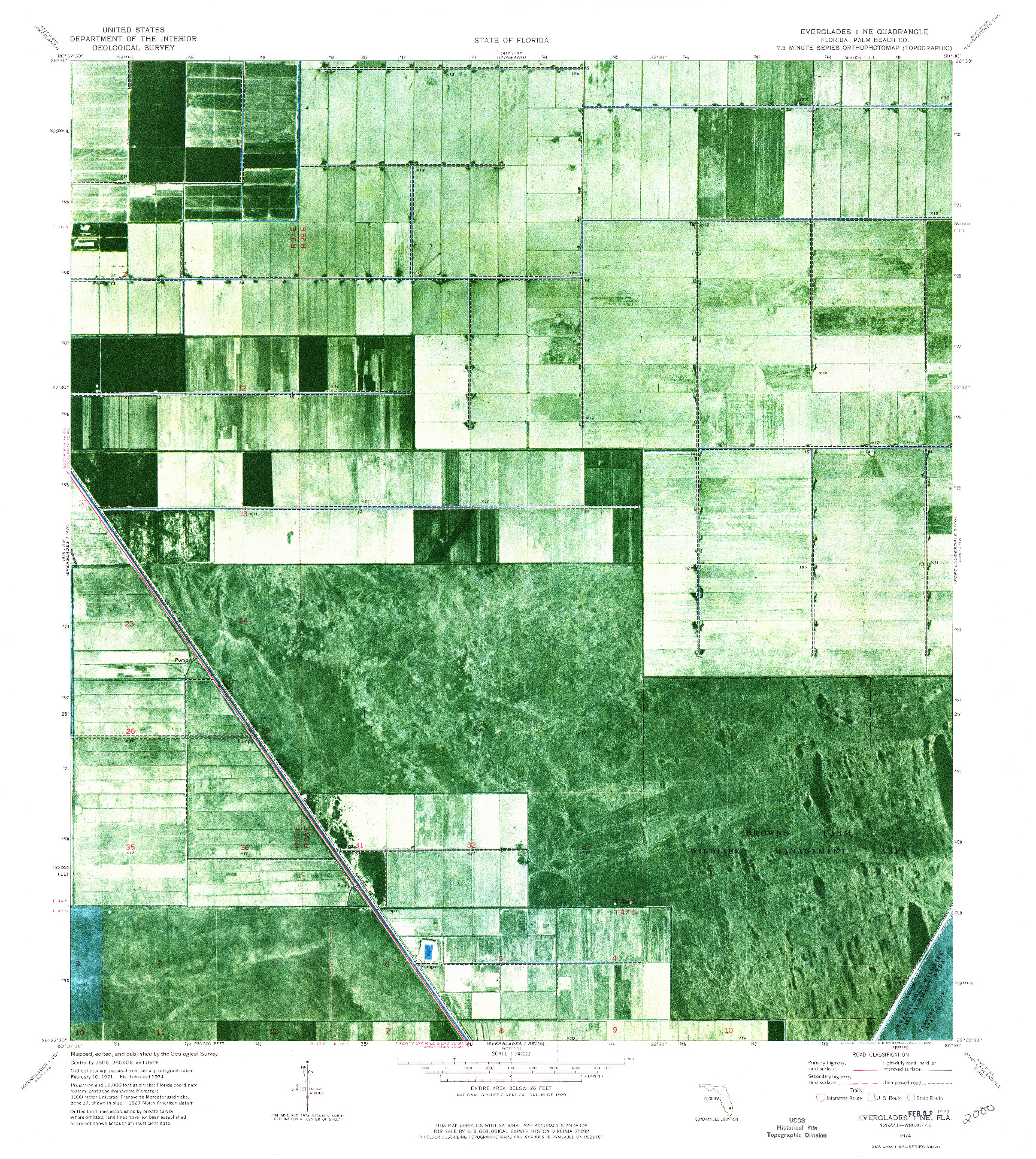 USGS 1:24000-SCALE QUADRANGLE FOR EVERGLADES 1 NE, FL 1974