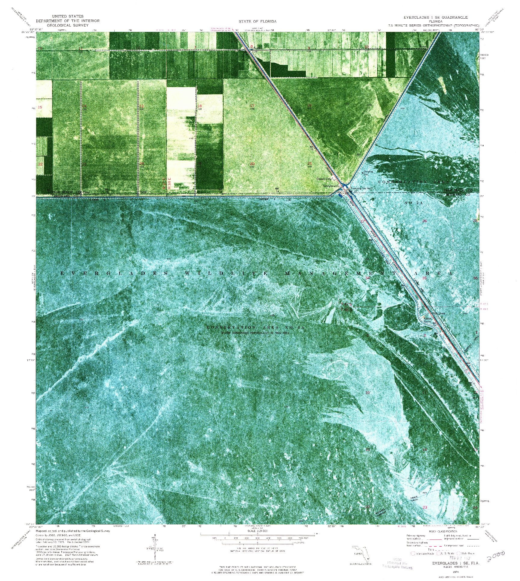 USGS 1:24000-SCALE QUADRANGLE FOR EVERGLADES 1 SE, FL 1974