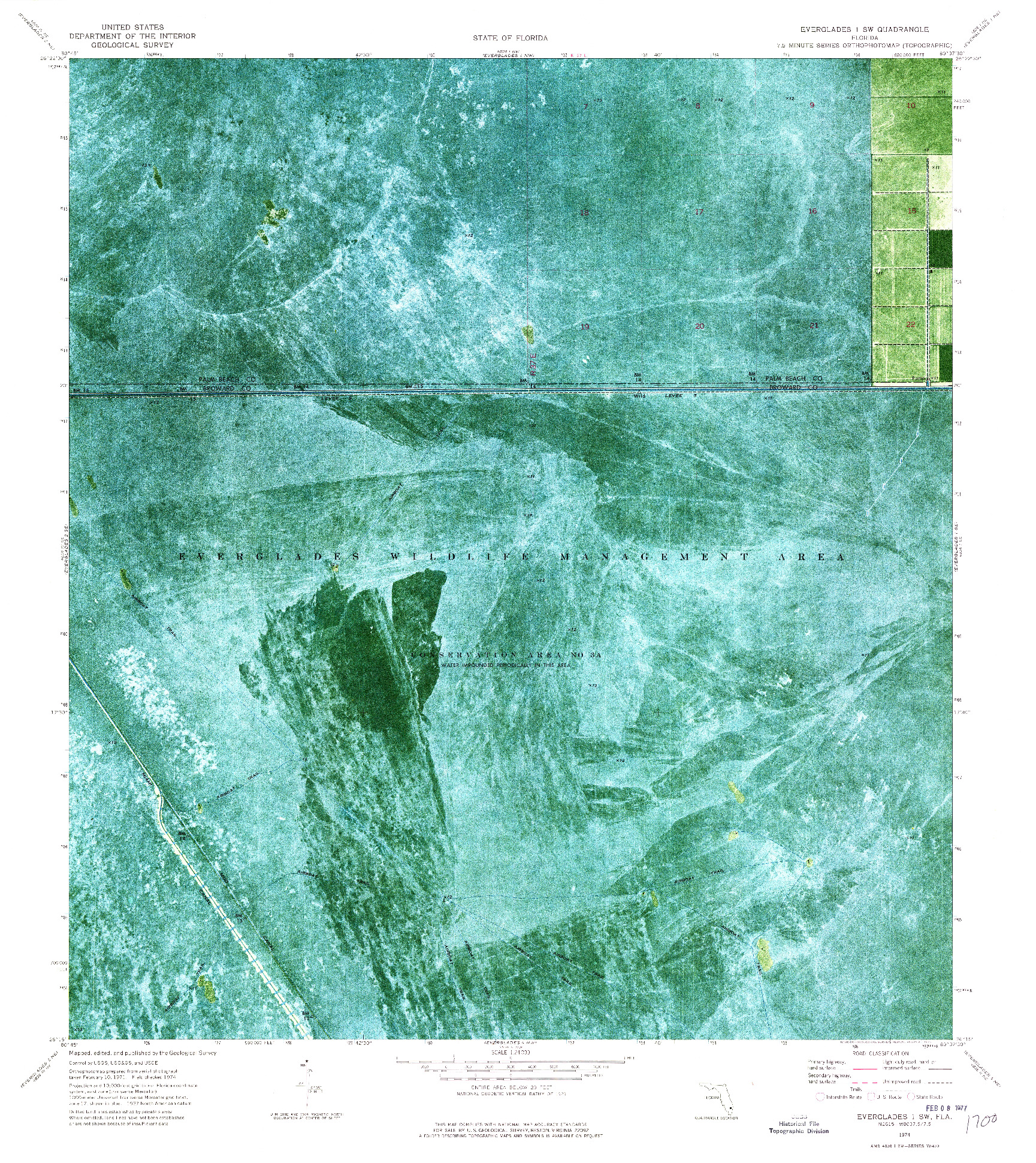 USGS 1:24000-SCALE QUADRANGLE FOR EVERGLADES 1 SW, FL 1974