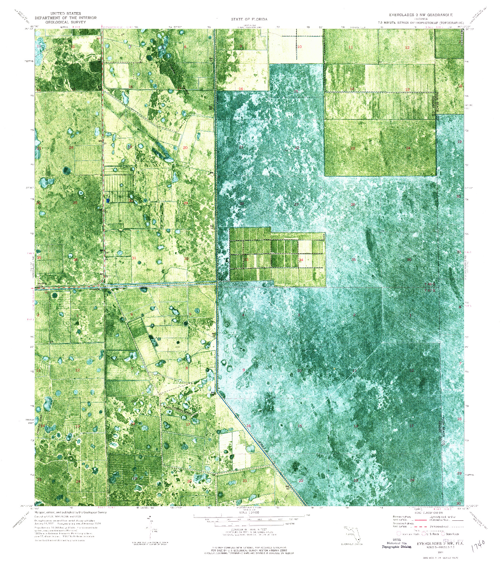 USGS 1:24000-SCALE QUADRANGLE FOR EVERGLADES 2 NW, FL 1974