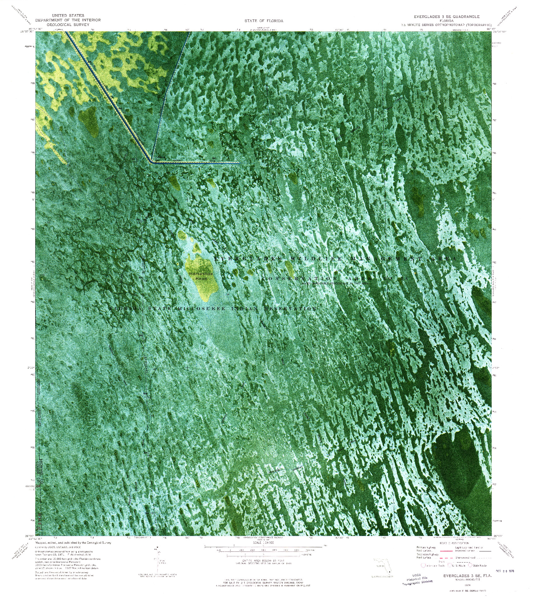 USGS 1:24000-SCALE QUADRANGLE FOR EVERGLADES 3 SE, FL 1974