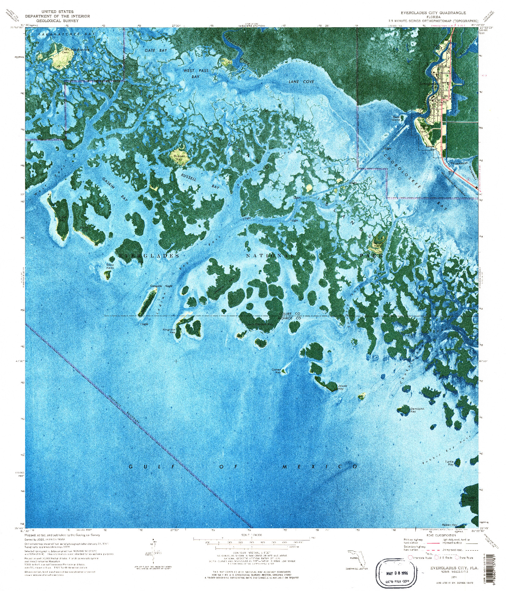 USGS 1:24000-SCALE QUADRANGLE FOR EVERGLADES CITY, FL 1974