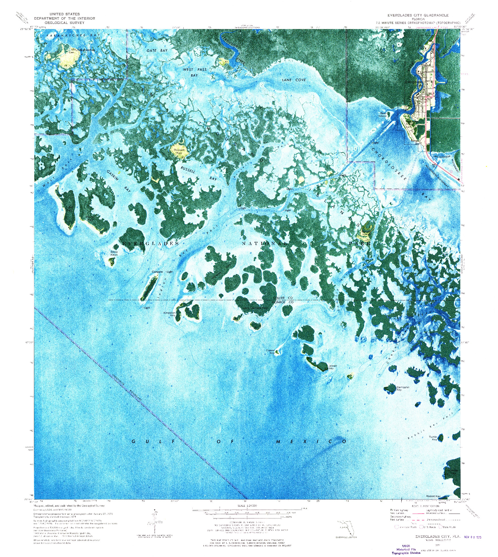 USGS 1:24000-SCALE QUADRANGLE FOR EVERGLADES CITY, FL 1974