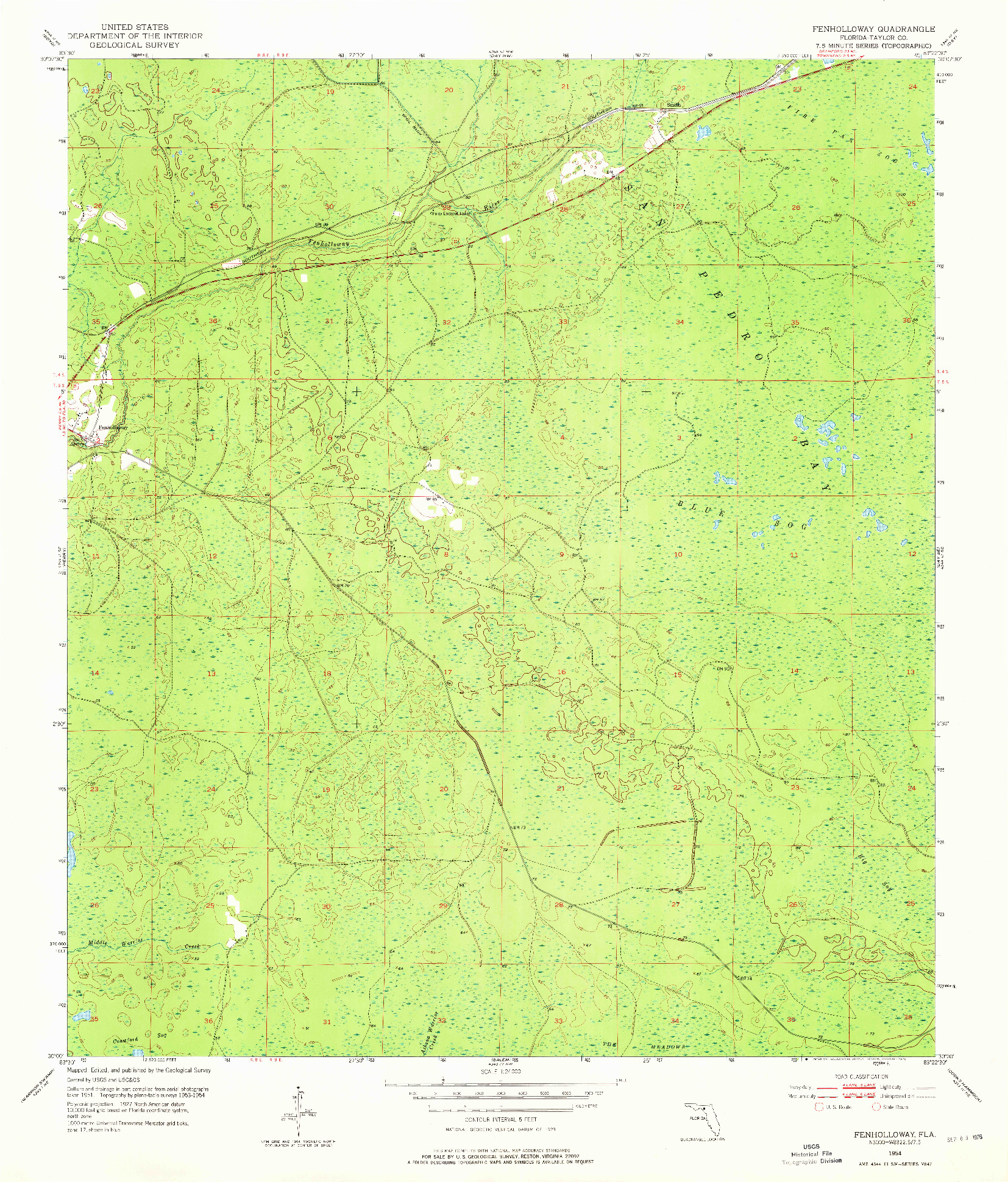 USGS 1:24000-SCALE QUADRANGLE FOR FENHOLLOWAY, FL 1954