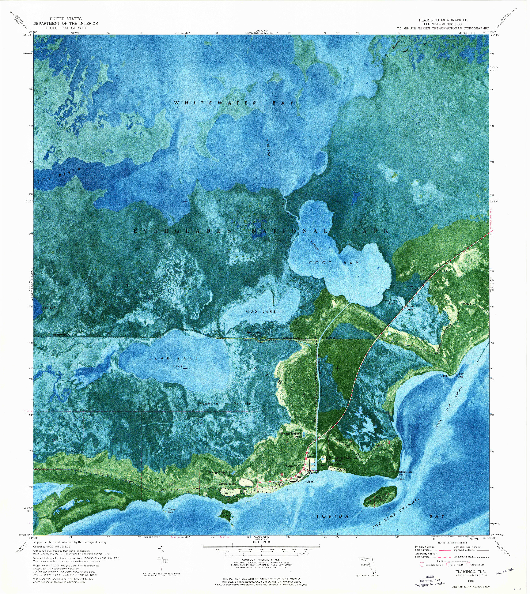 USGS 1:24000-SCALE QUADRANGLE FOR FLAMINGO, FL 1973