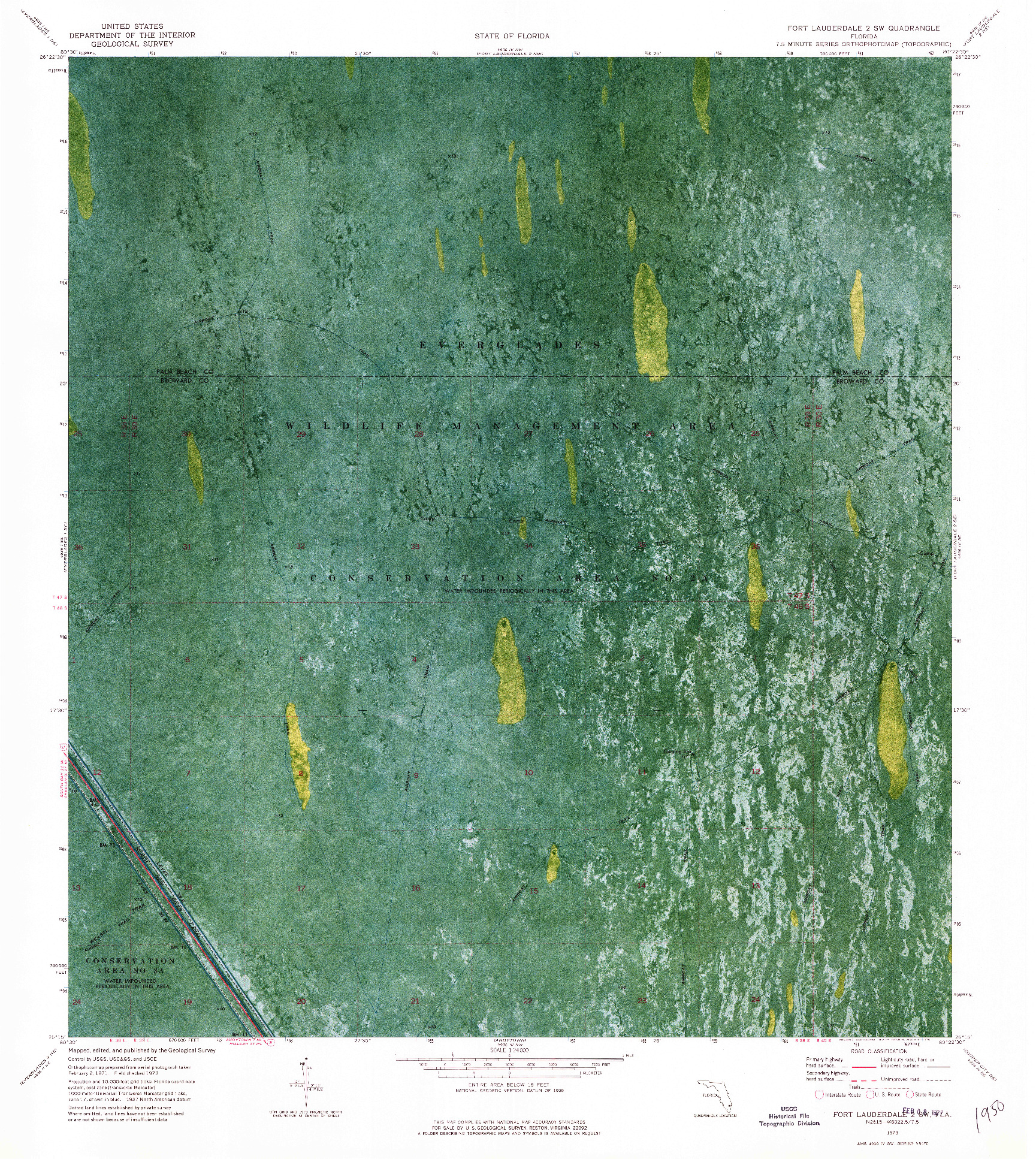 USGS 1:24000-SCALE QUADRANGLE FOR FORT LAUDERDALE 2 SW, FL 1973