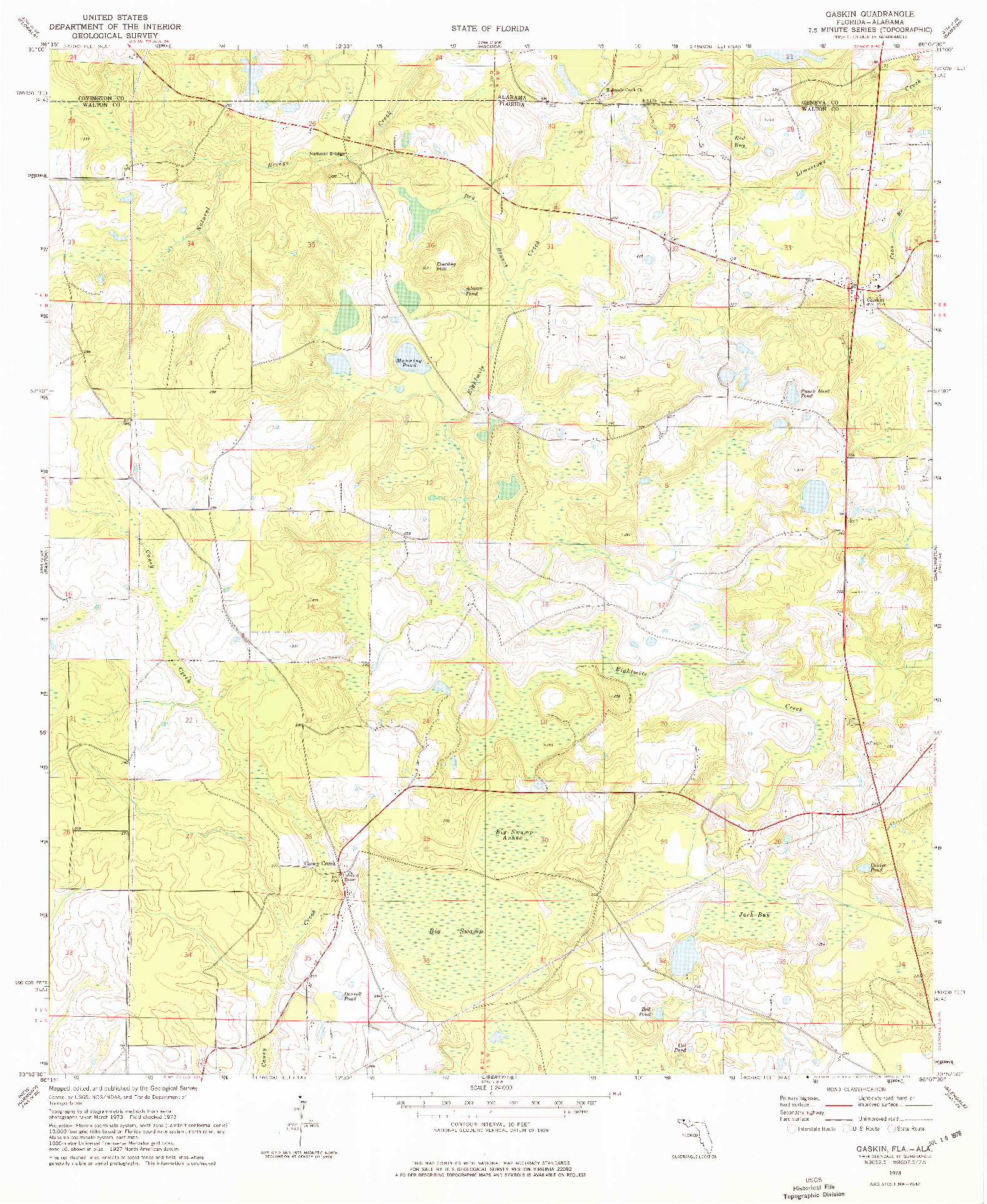 USGS 1:24000-SCALE QUADRANGLE FOR GASKIN, FL 1973