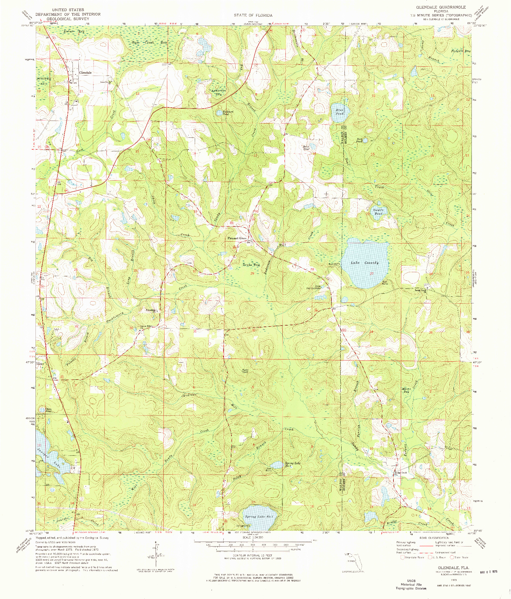 USGS 1:24000-SCALE QUADRANGLE FOR GLENDALE, FL 1973