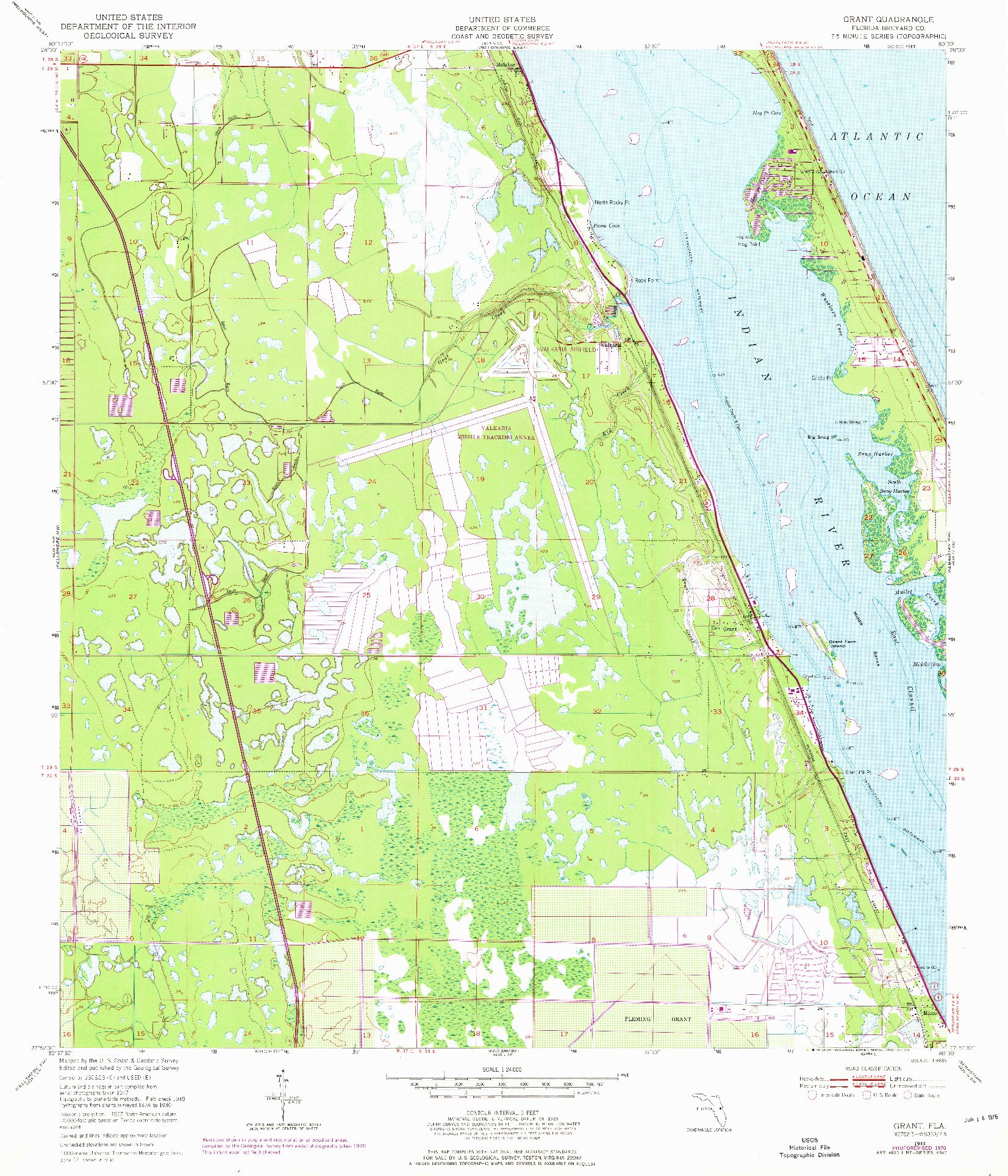 USGS 1:24000-SCALE QUADRANGLE FOR GRANT, FL 1949