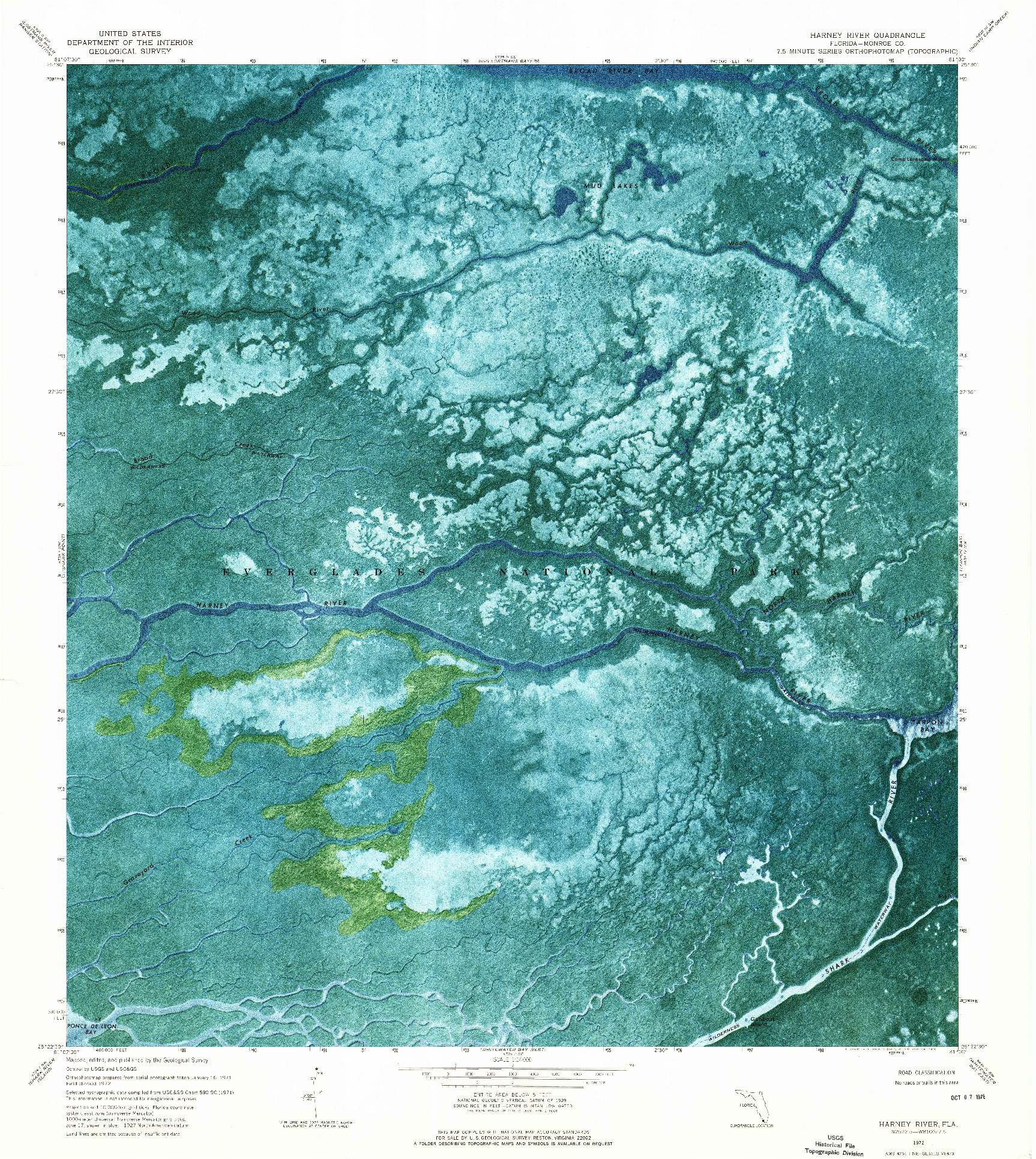 USGS 1:24000-SCALE QUADRANGLE FOR HARNEY RIVER, FL 1972