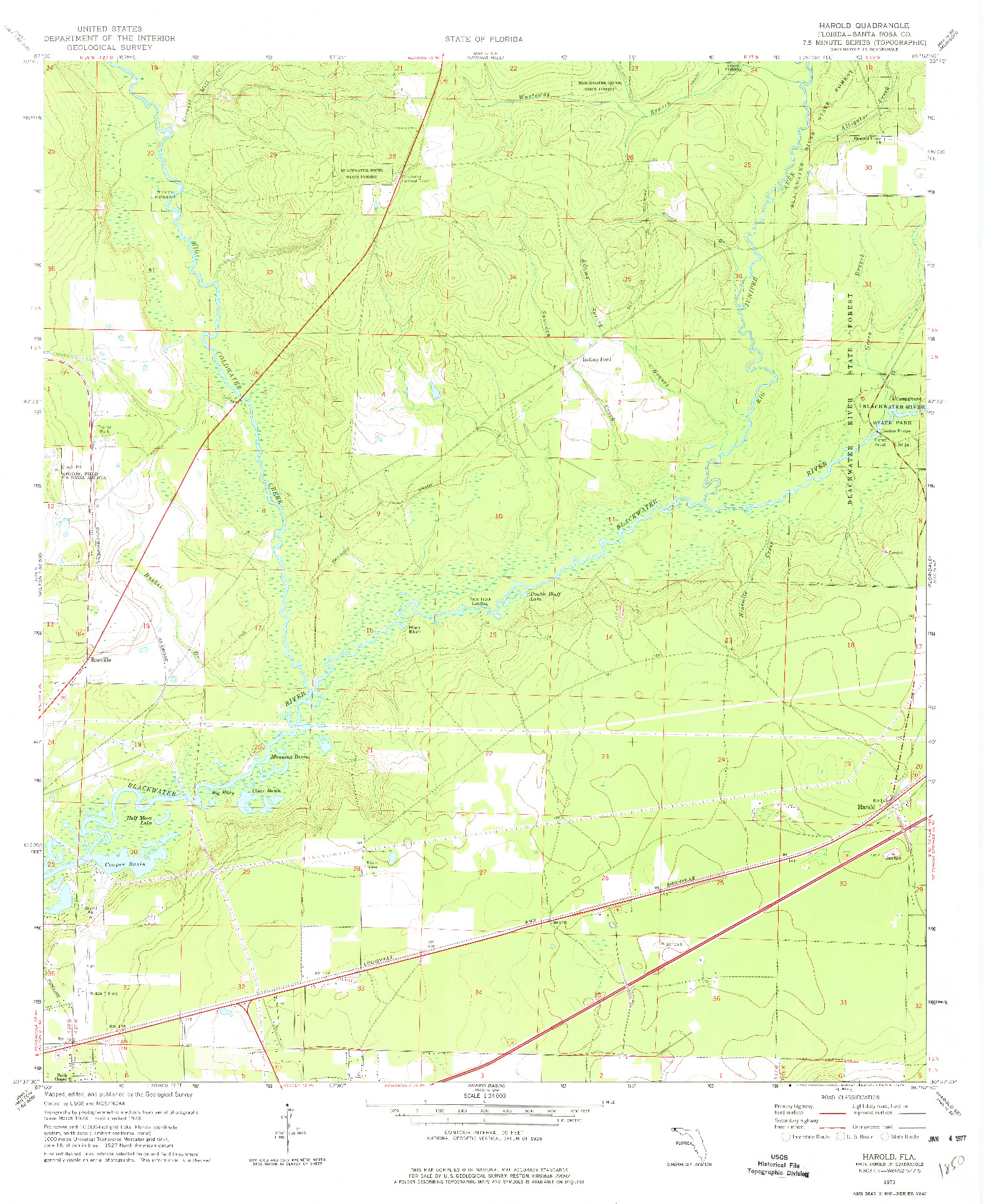 USGS 1:24000-SCALE QUADRANGLE FOR HAROLD, FL 1973