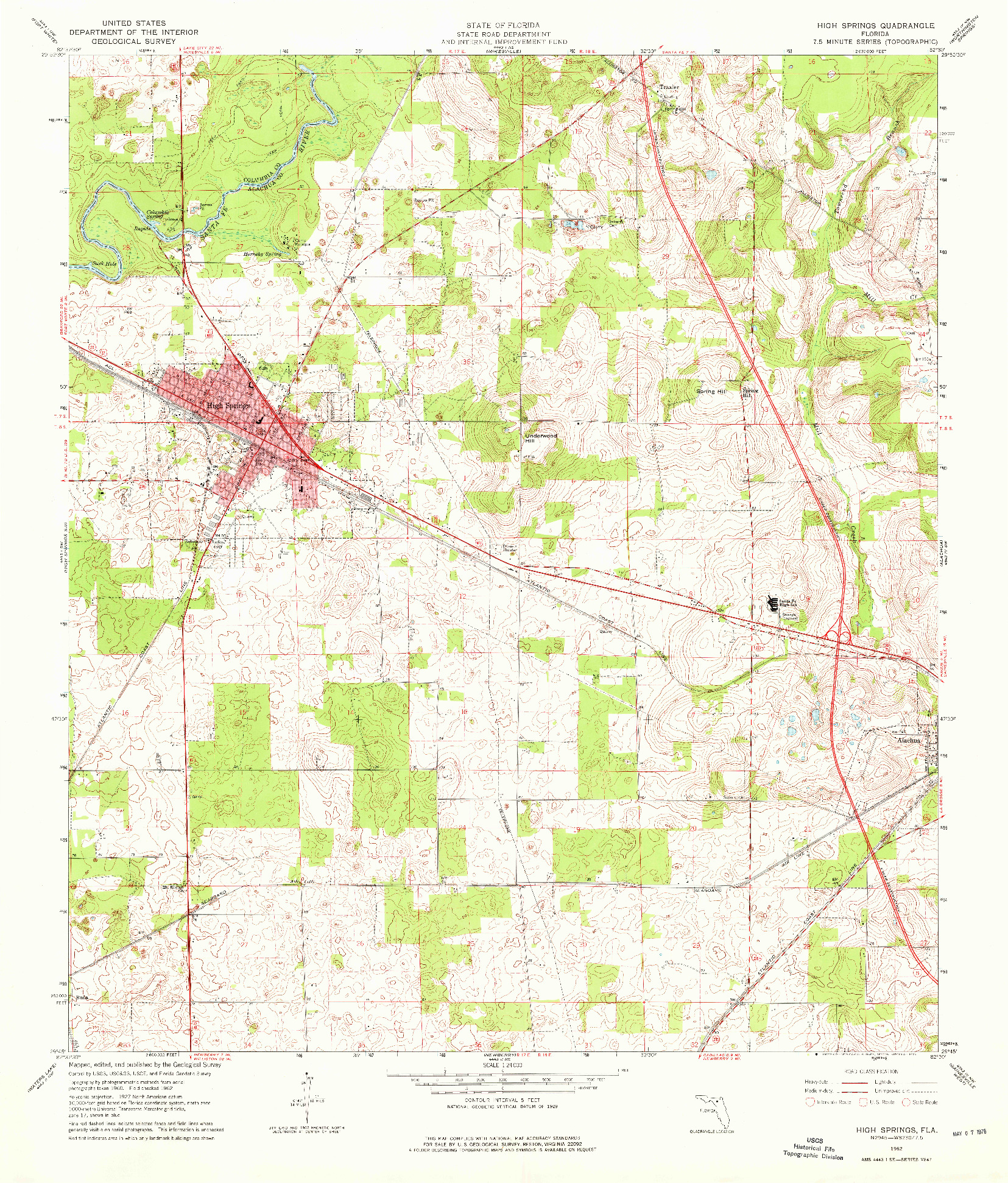 USGS 1:24000-SCALE QUADRANGLE FOR HIGH SPRINGS, FL 1962