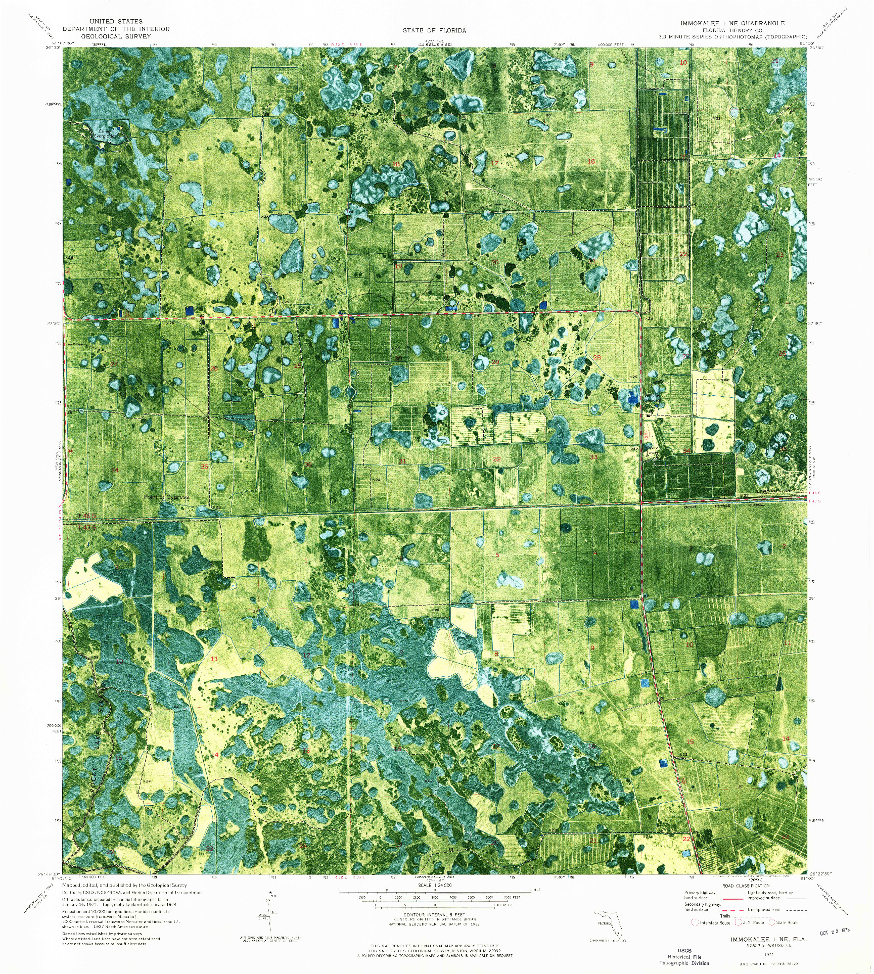 USGS 1:24000-SCALE QUADRANGLE FOR IMMOKALEE 1 NE, FL 1974