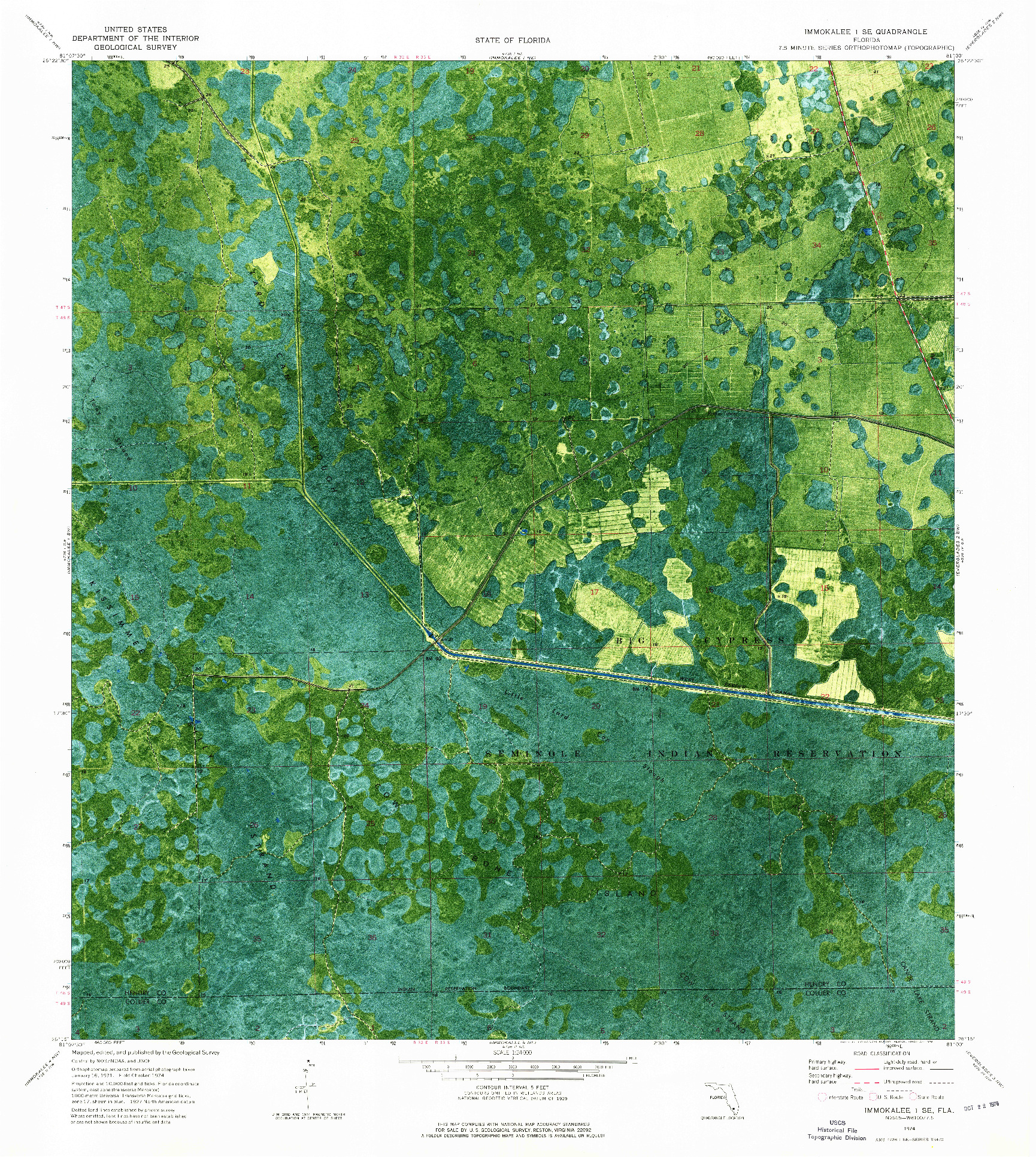 USGS 1:24000-SCALE QUADRANGLE FOR IMMOKALEE 1 SE, FL 1974