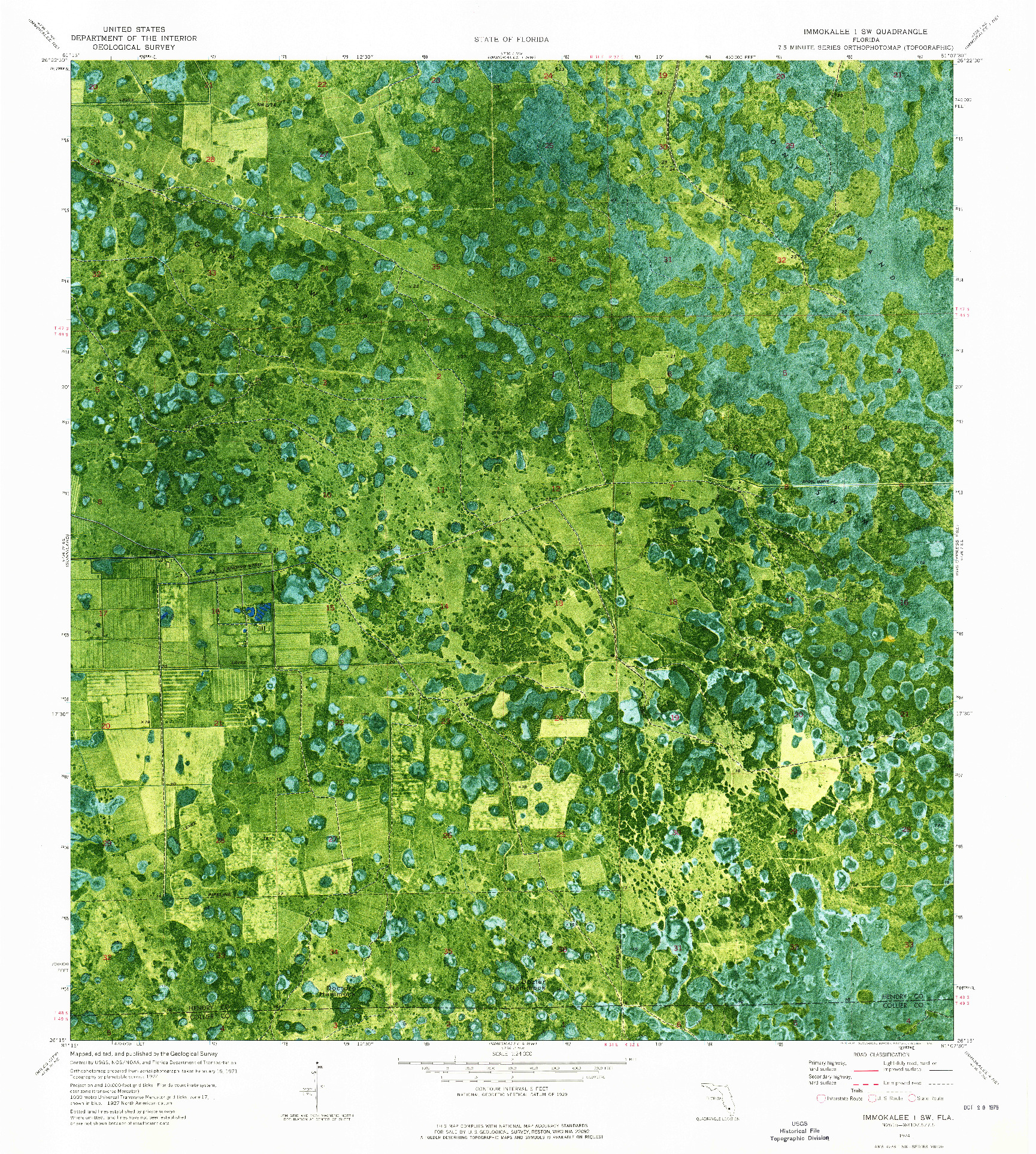 USGS 1:24000-SCALE QUADRANGLE FOR IMMOKALEE 1 SW, FL 1974