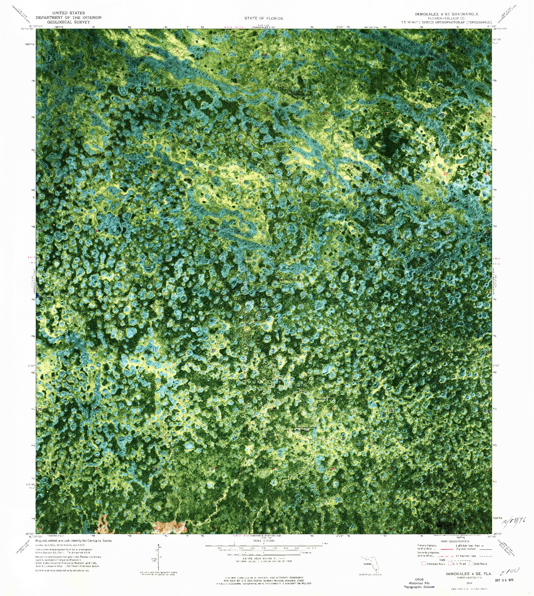 USGS 1:24000-SCALE QUADRANGLE FOR IMMOKALEE 4 SE, FL 1974