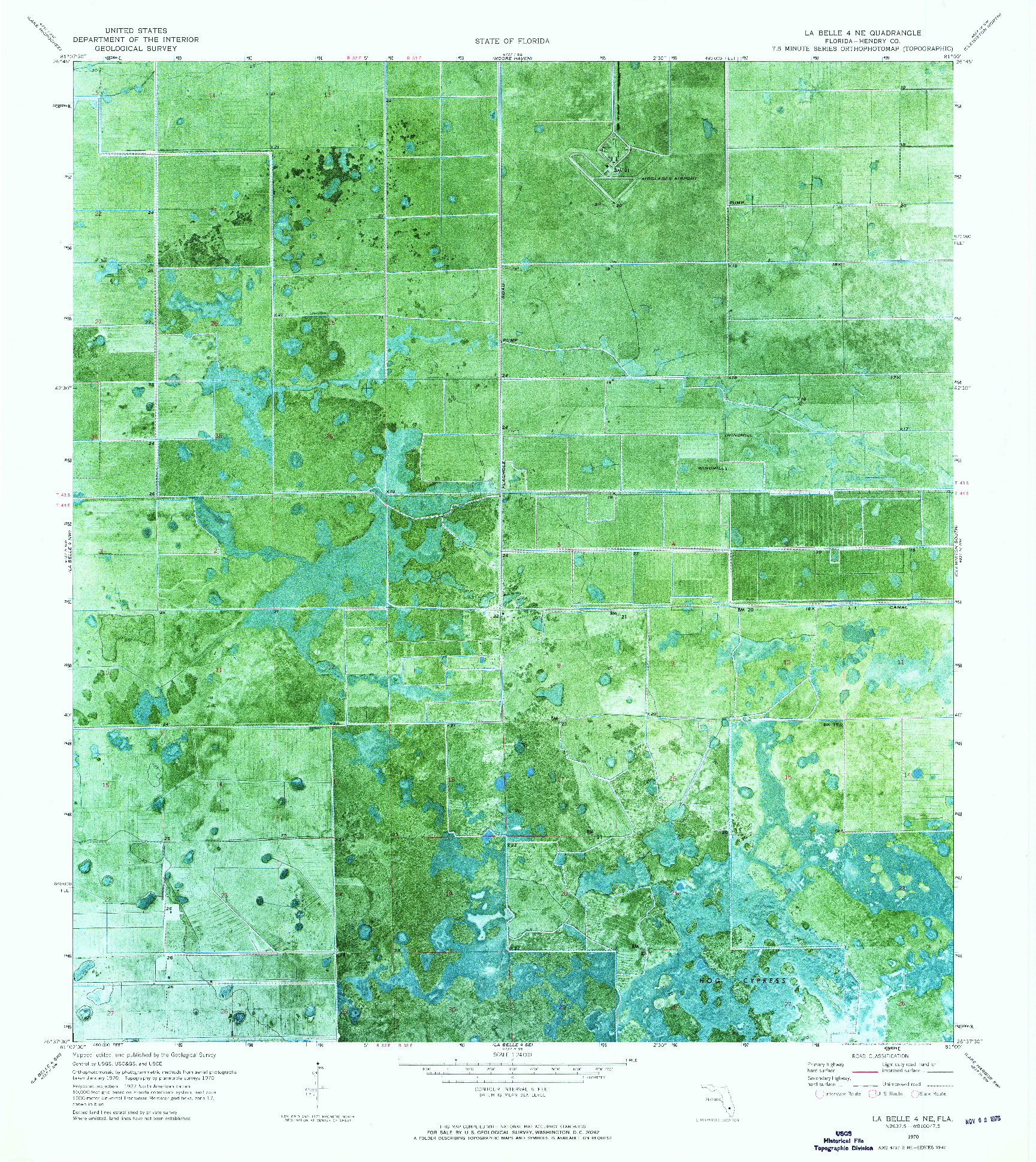 USGS 1:24000-SCALE QUADRANGLE FOR LA BELLE 4 NE, FL 1970