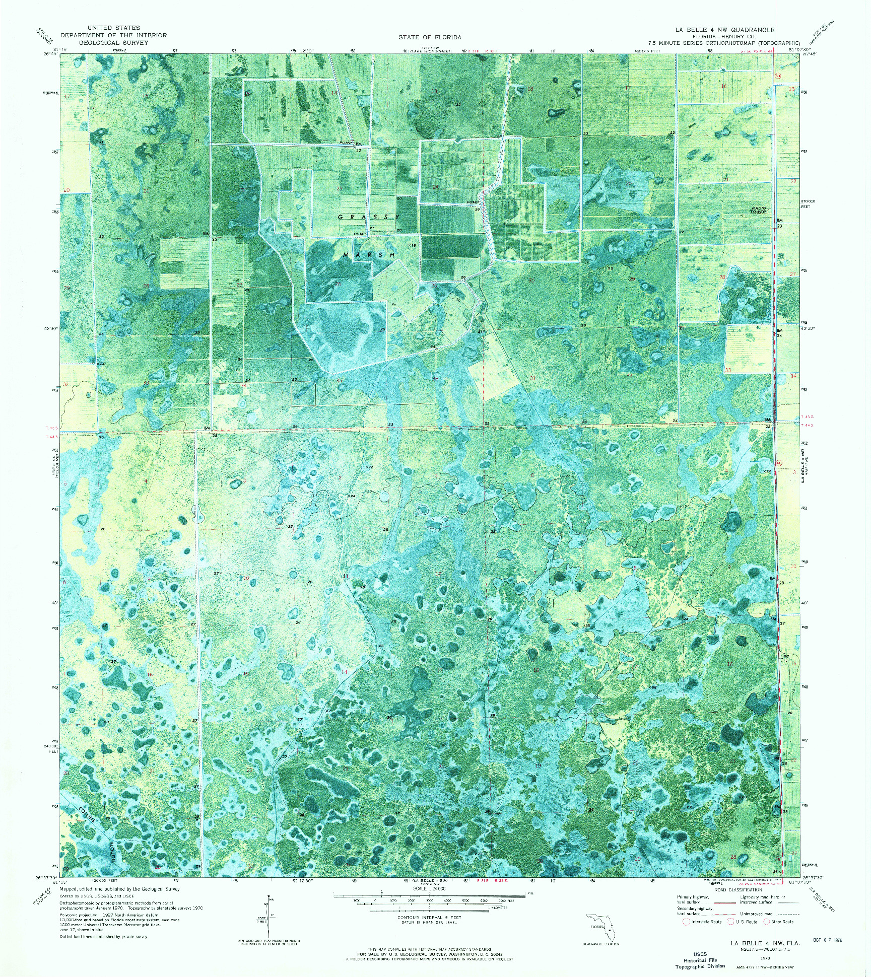 USGS 1:24000-SCALE QUADRANGLE FOR LA BELLE 4 NW, FL 1970