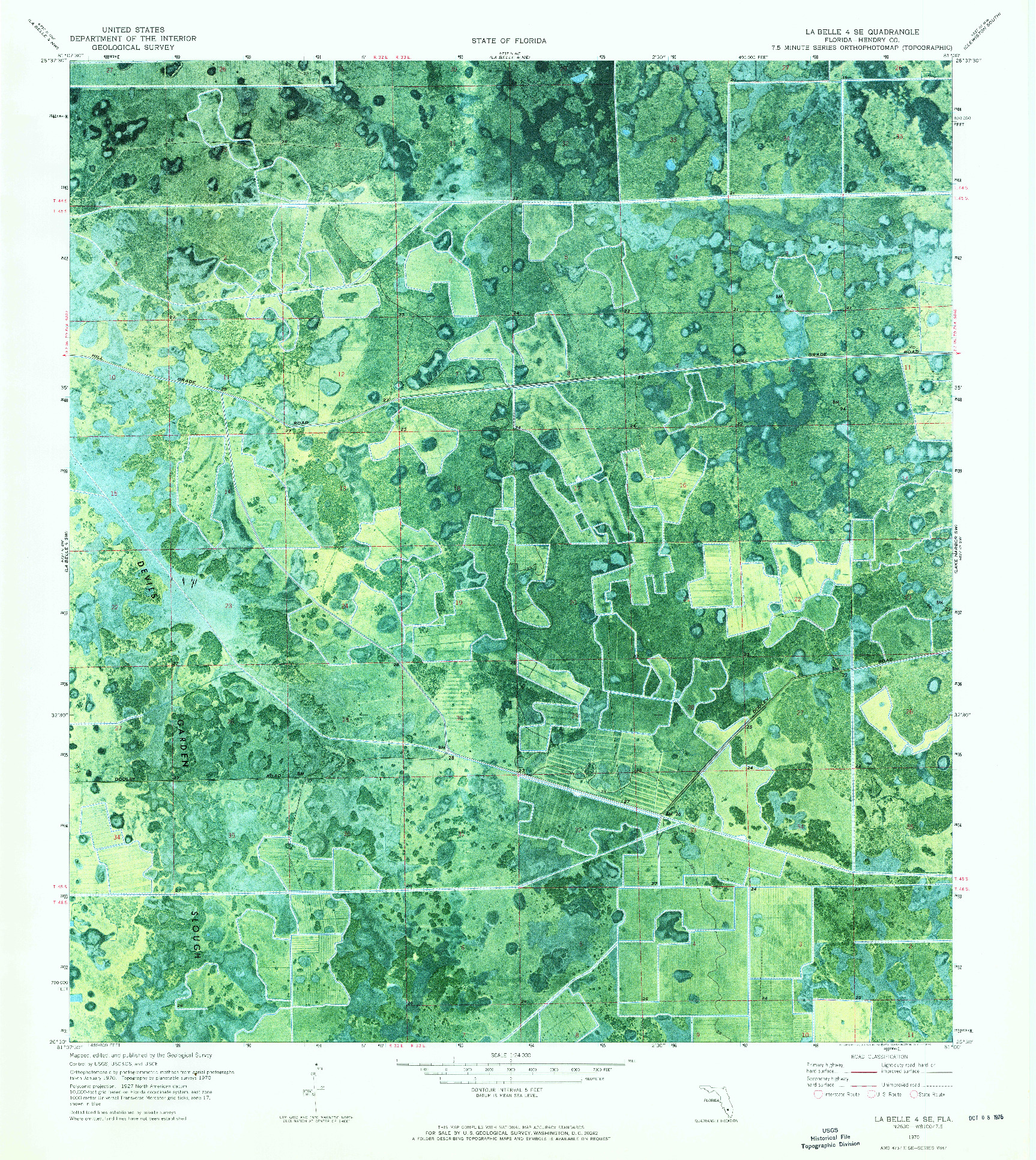 USGS 1:24000-SCALE QUADRANGLE FOR LA BELLE 4 SE, FL 1970