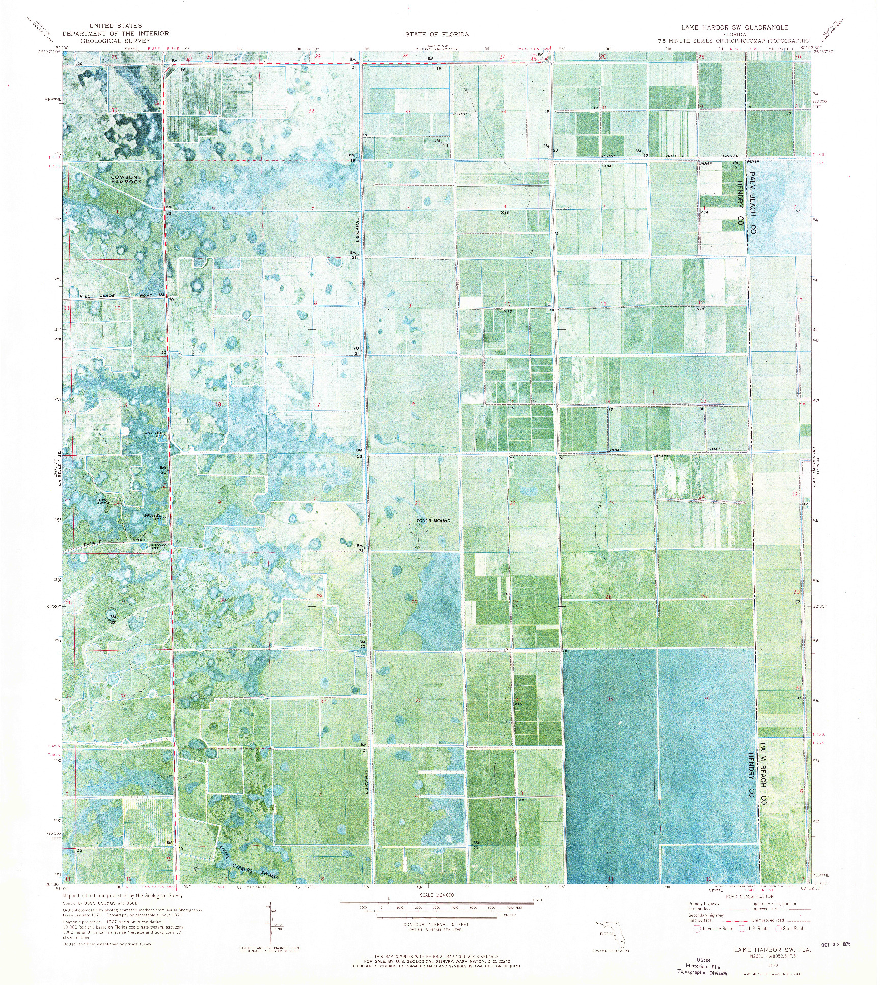 USGS 1:24000-SCALE QUADRANGLE FOR LAKE HARBOR SW, FL 1970