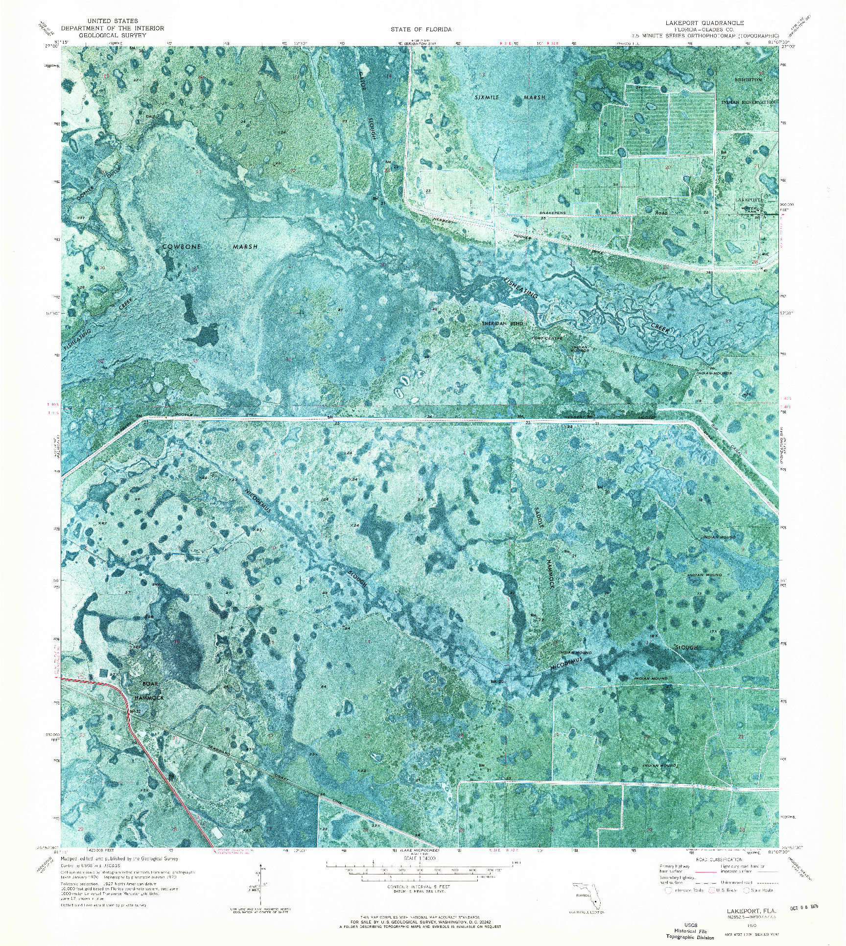 USGS 1:24000-SCALE QUADRANGLE FOR LAKEPORT, FL 1970