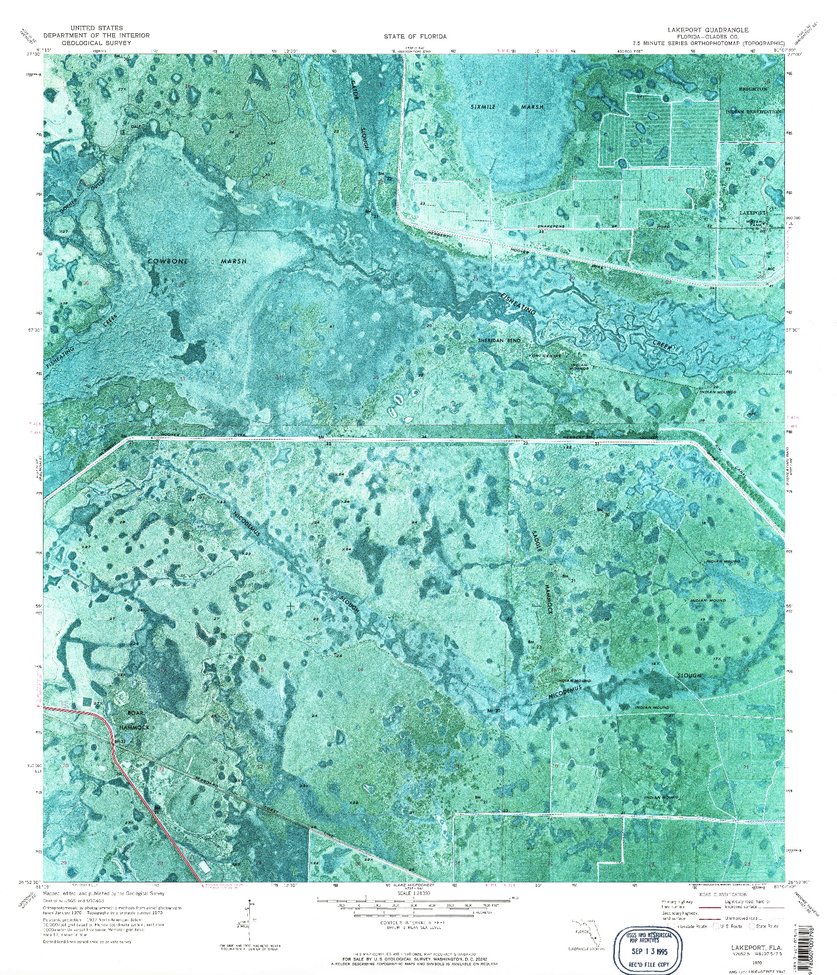 USGS 1:24000-SCALE QUADRANGLE FOR LAKEPORT, FL 1970
