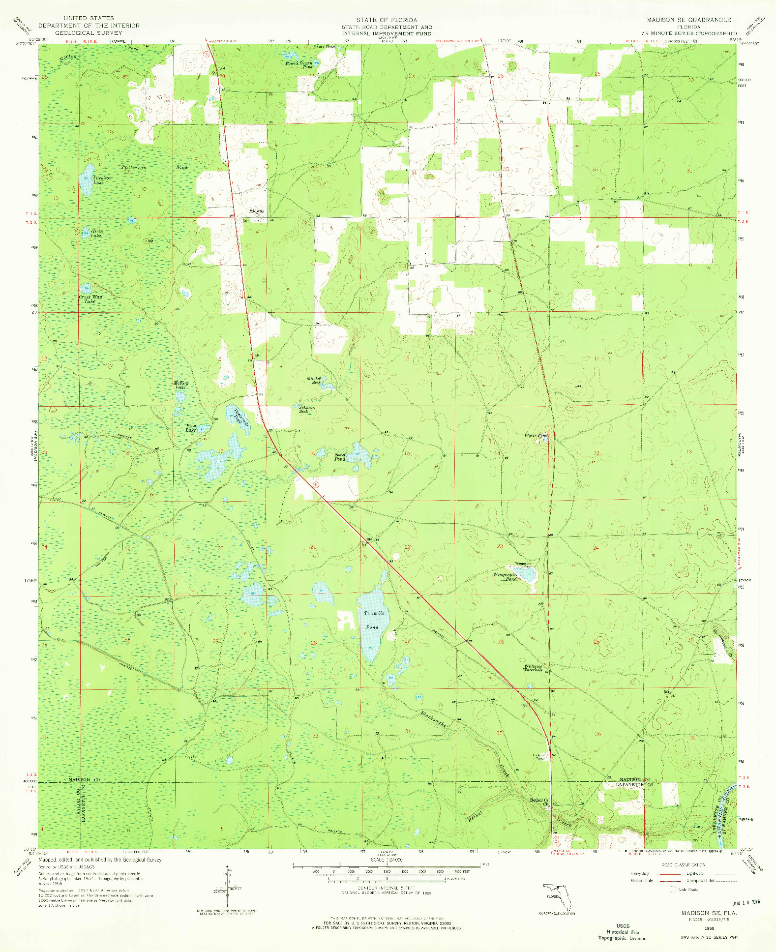 USGS 1:24000-SCALE QUADRANGLE FOR MADISON SE, FL 1958